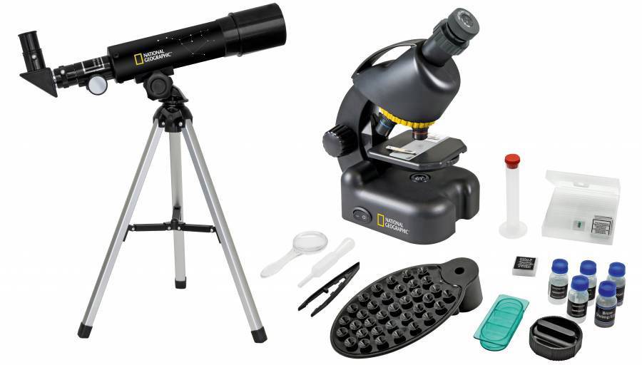 National Geographic Teleskop + Mikroskop Linsen-Teleskop Azimutal Achromatisch Vergrößerung 18 bis 60 x