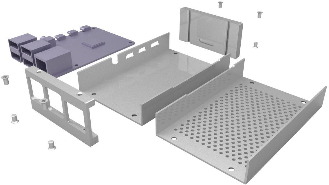 Joy-it SBC-Gehäuse Raspberry Pi Aluminium Silber