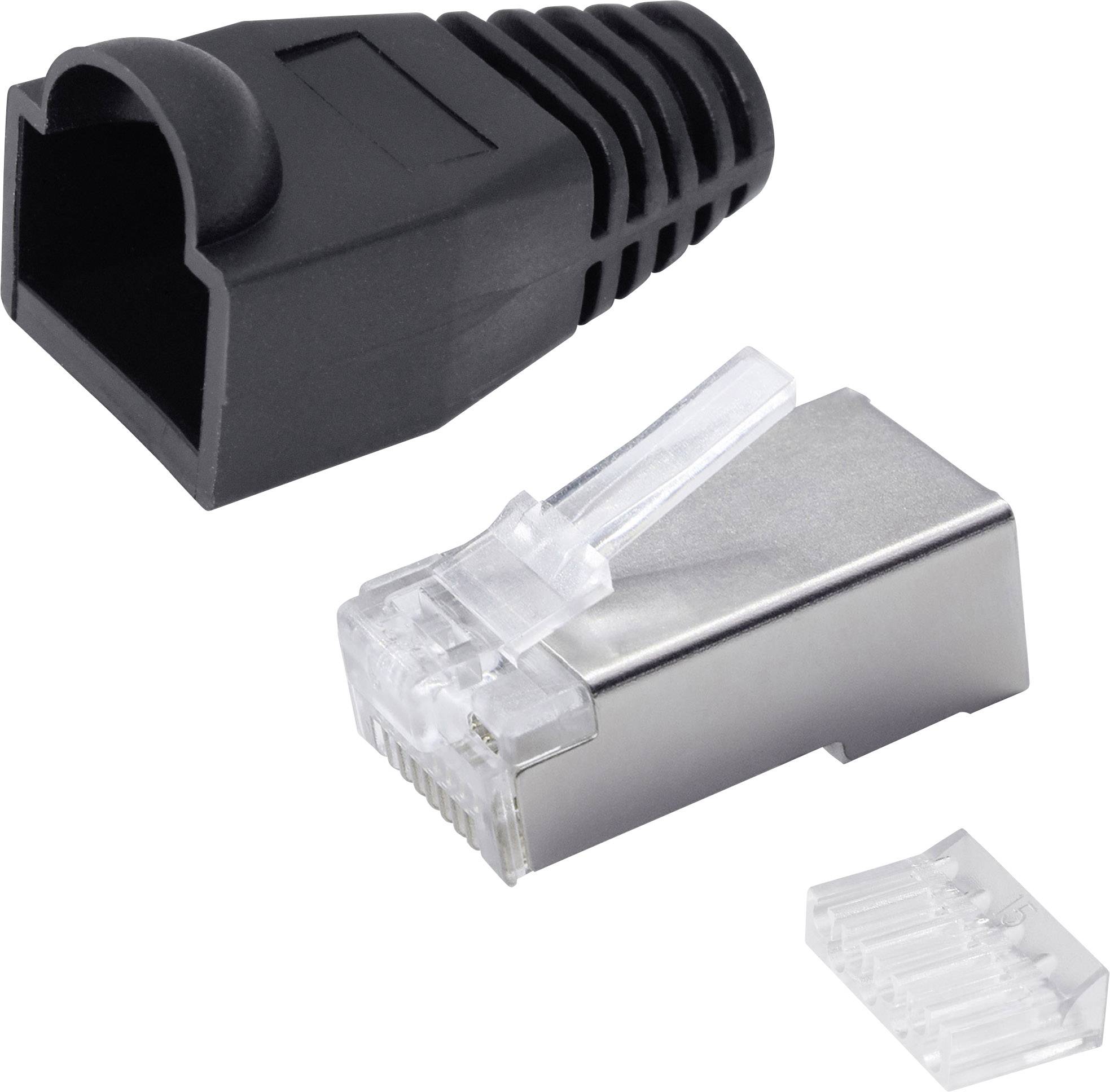 Quadrios RJ-45 Steckverbinder Set-CAT 5e 1906C172 Stecker, gerade Polzahl Sensoren 8P8C Schwarz 25St.