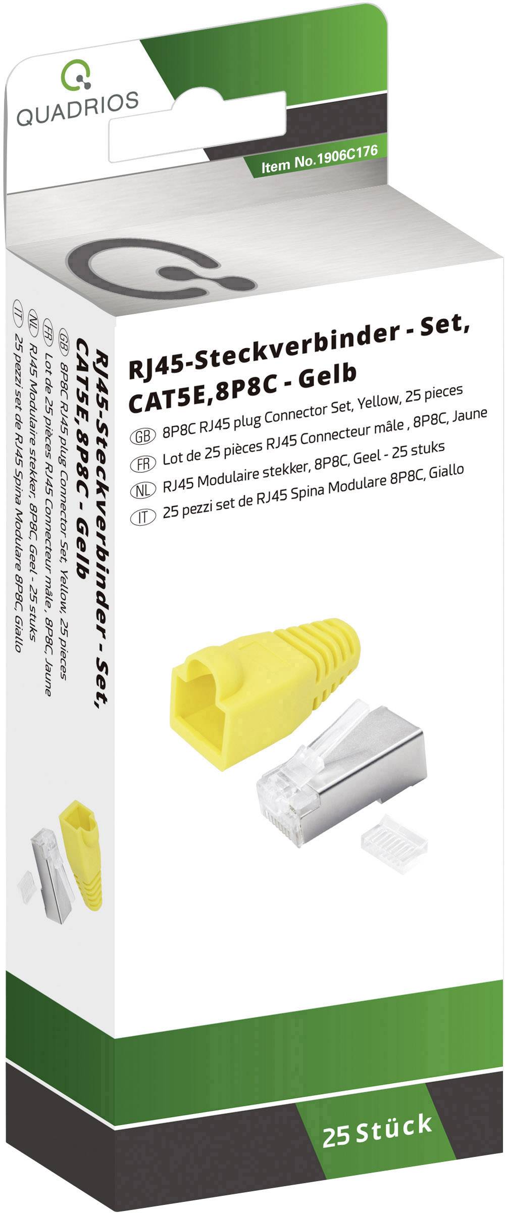 Quadrios RJ-45 Steckverbinder Set-CAT 5e 1906C176 Stecker, gerade Polzahl Sensoren 8P8C Gelb 25 St.