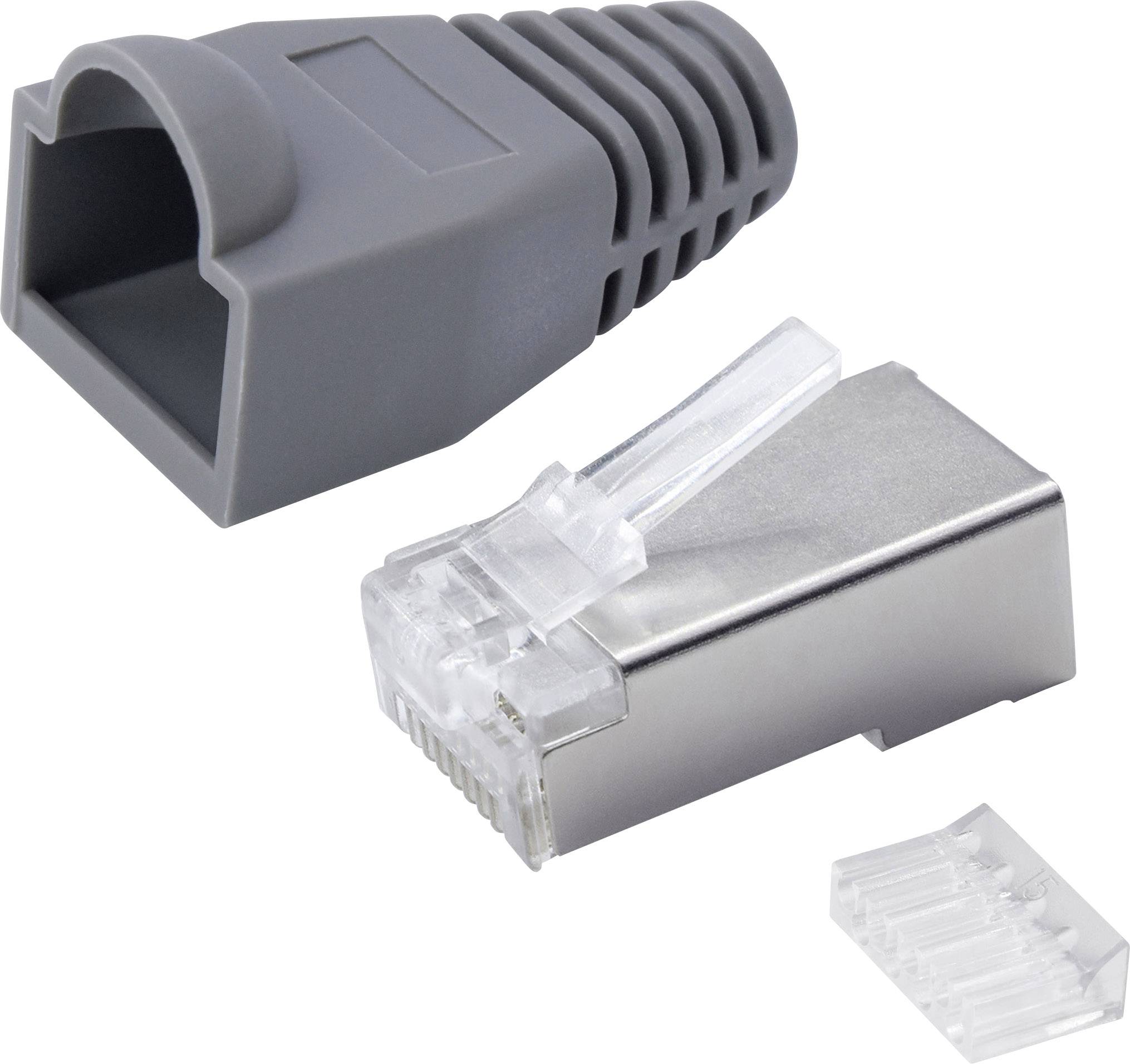 Quadrios RJ-45 Steckverbinder Set-CAT 5e 1906C173 Stecker, gerade Polzahl Sensoren 8P8C Grau 25St.