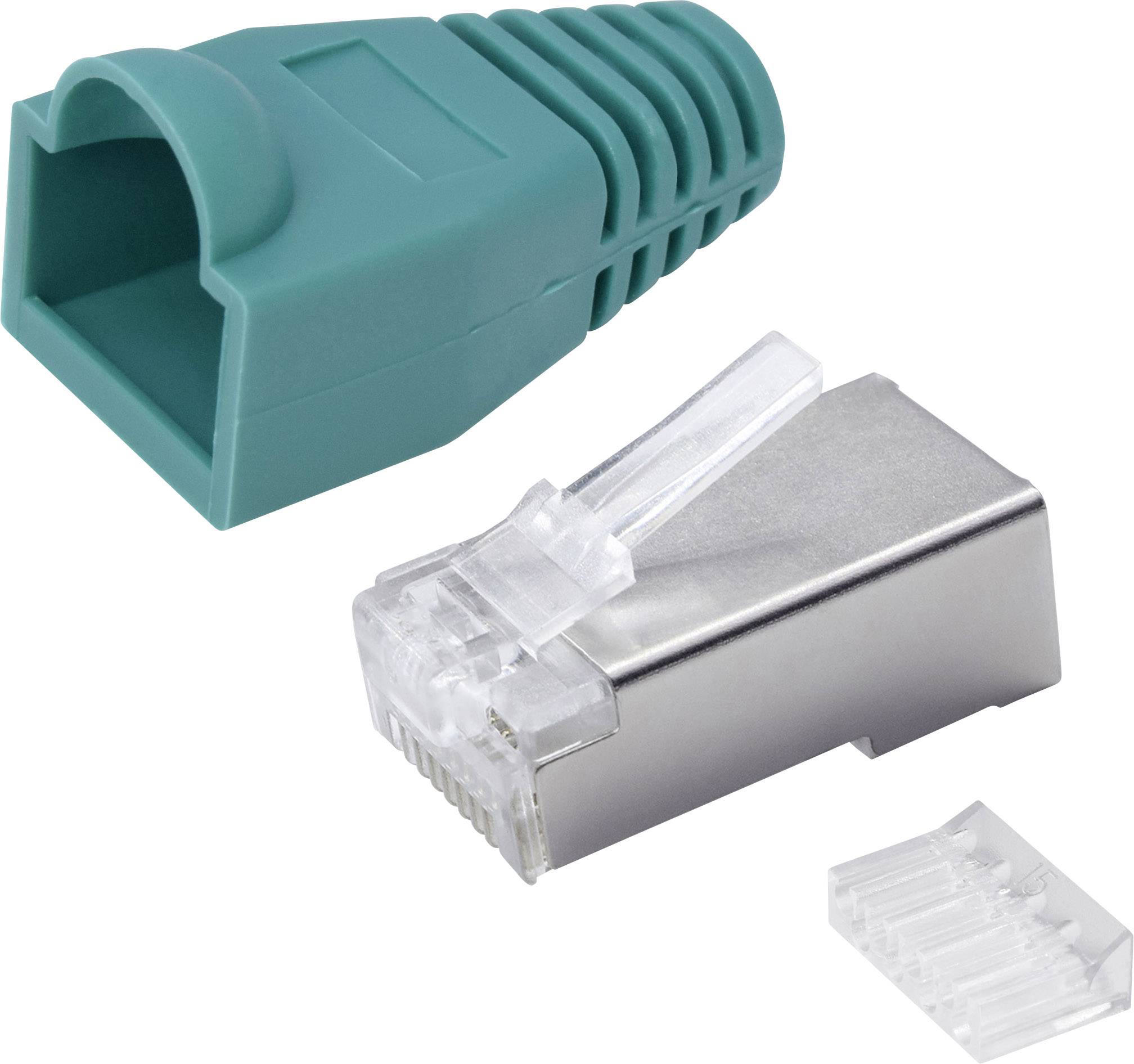 Quadrios RJ-45 Steckverbinder Set-CAT 5e 1906C174 Stecker, gerade Polzahl Sensoren 8P8C Grün 25St.