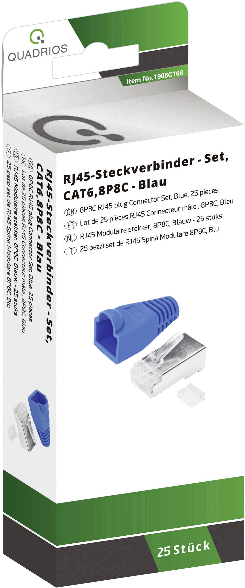 Quadrios RJ-45 Steckverbinder Set-CAT 6 1906C168 Stecker, gerade Polzahl Sensoren 8P8C Blau 25St.