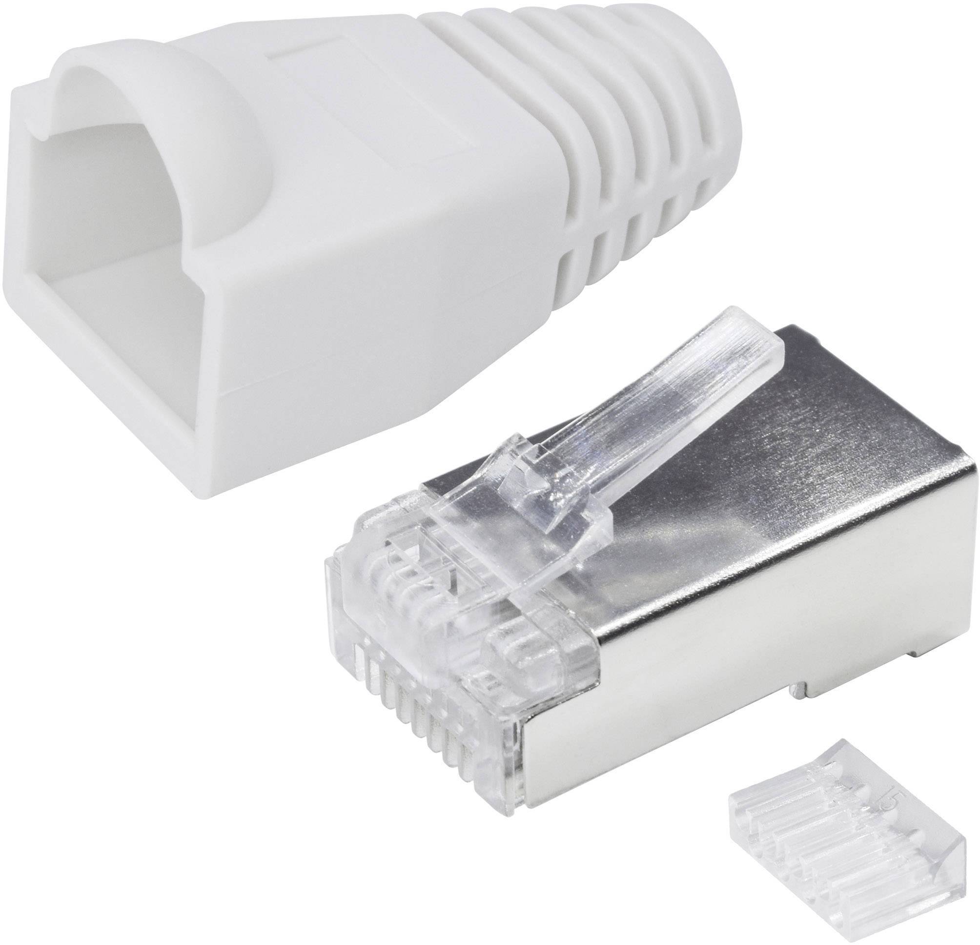 Quadrios RJ-45 Steckverbinder Set-CAT 6 1906C171 Stecker, gerade Polzahl Sensoren 8P8C Weiß 25St.