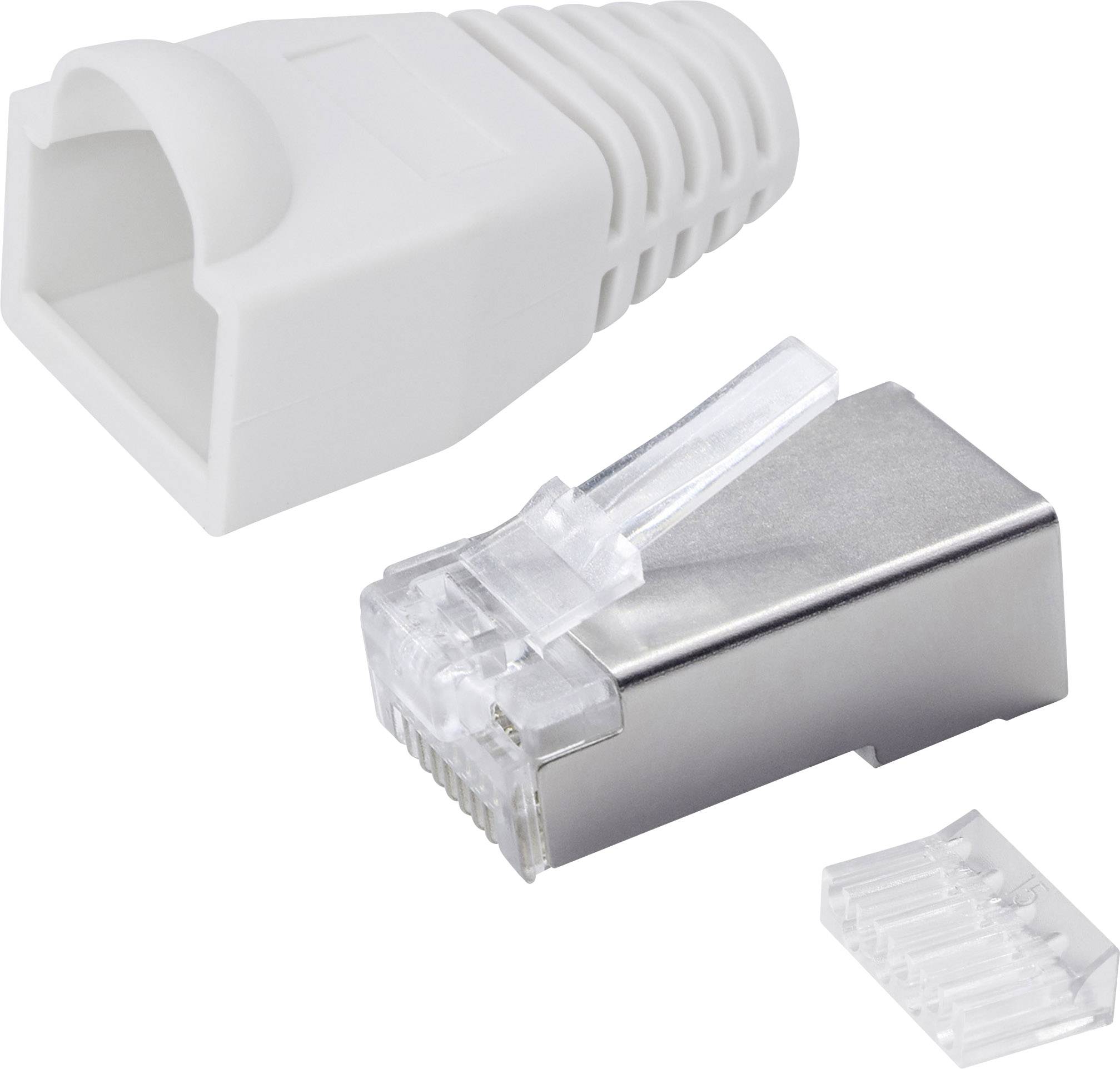 Quadrios RJ-45 Steckverbinder Set-CAT 5e 1906C178 Stecker, gerade Polzahl Sensoren 8P8C Weiß 25St.