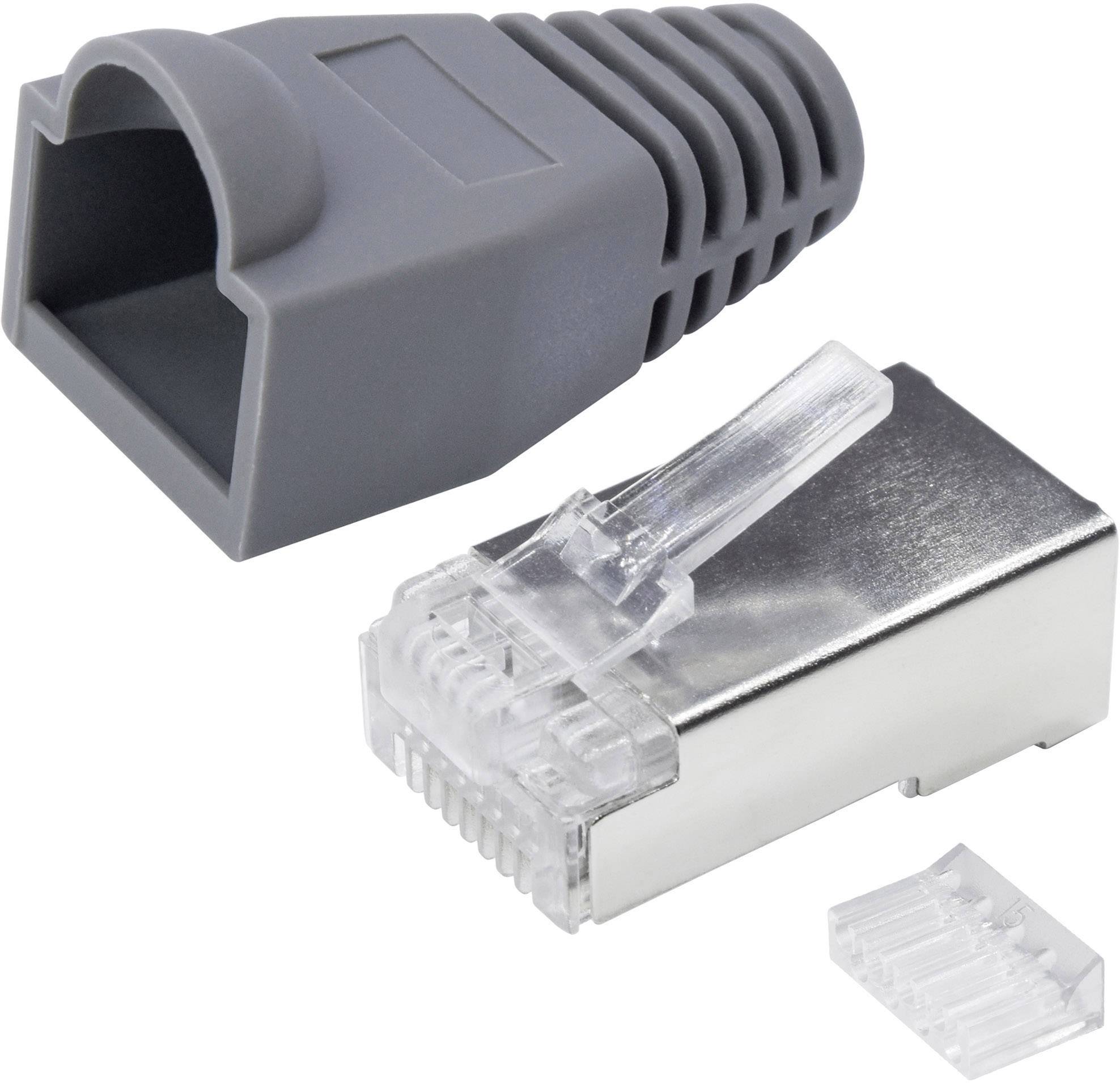 Quadrios RJ-45 Steckverbinder Set-CAT 6 1906C166 Stecker, gerade Polzahl Sensoren 8P8C Grau 25 St.