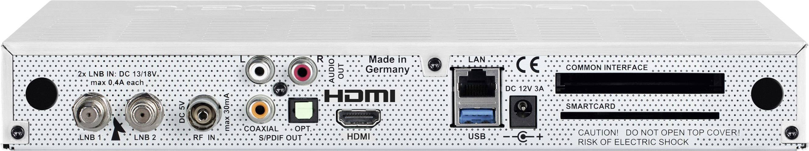 TechniSat Digit UHD+ DVB-S2/T2/C Kombo-Receiver Aufnahmefunktion, CI+ Schacht, Conax-Entschlüsselung, Ethernet-Anschluss, inklusive HD+ Karte, Twin T