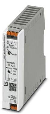 Ein graues, rechteckiges elektrisches Modul mit Details zu Spannung und Signalen auf der Vorderseite, verwendet zur Stromregelung in industriellen Anwendungen.