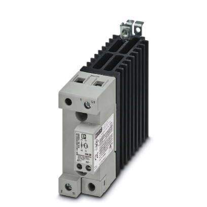 Ein grauer, rechteckiger Halbleiterrelais mit Kühlrippen und Anschlüssen. Geeignet für elektrische Schaltkreise.