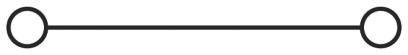 Eine dünne horizontale Linie mit einem Kreis an jedem Ende; Darstellung einer einfachen Verbindung oder Verknüpfung.