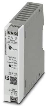 Ein graues, rechteckiges elektronisches Gerät mit mehreren Anschlüssen und Aufschriften, vermutlich ein Industriekomponent.