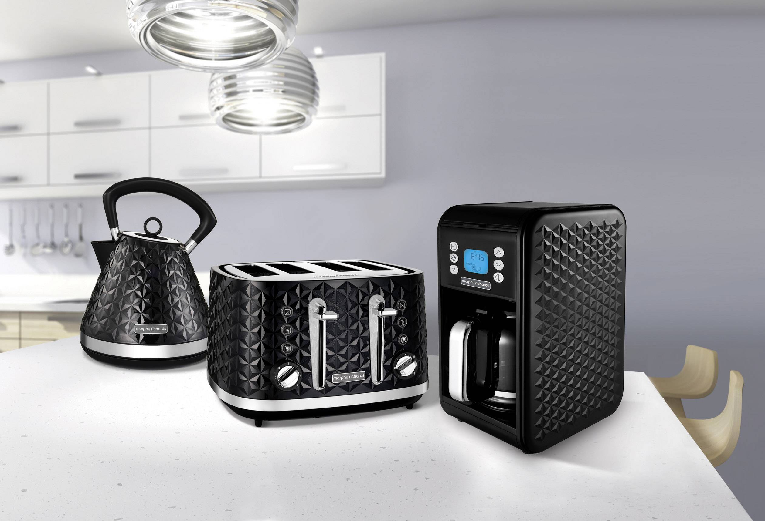 Morphy Richards Vector Kaffeemaschine Schwarz Fassungsvermögen Tassen=12 Glaskanne, Warmhaltefunktion, Timerfunktion