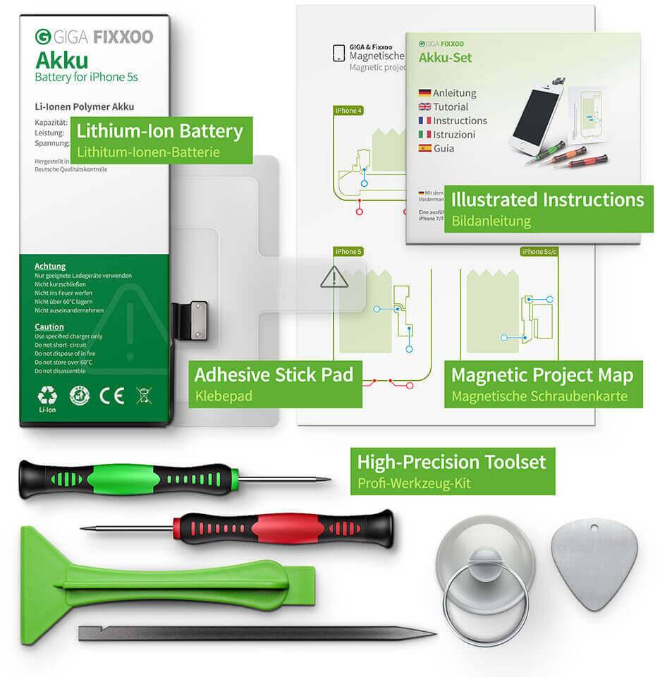 Giga Fixxoo Ersatzakku Komplettset iPhone 5S