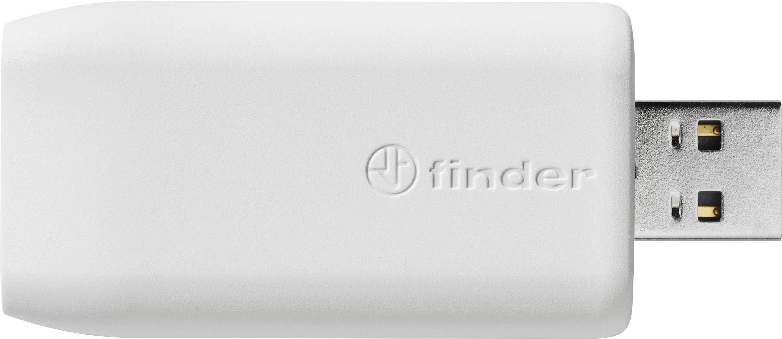 USB-Stick in Weiß; die Aufschrift 'finder' ist sichtbar.