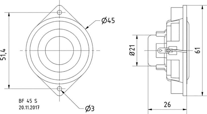 Visaton BF 45 S - 8 Ohm 1.8 Zoll 4.5cm Breitbänder 4W 8Ω Schwarz Aluminium-Membran