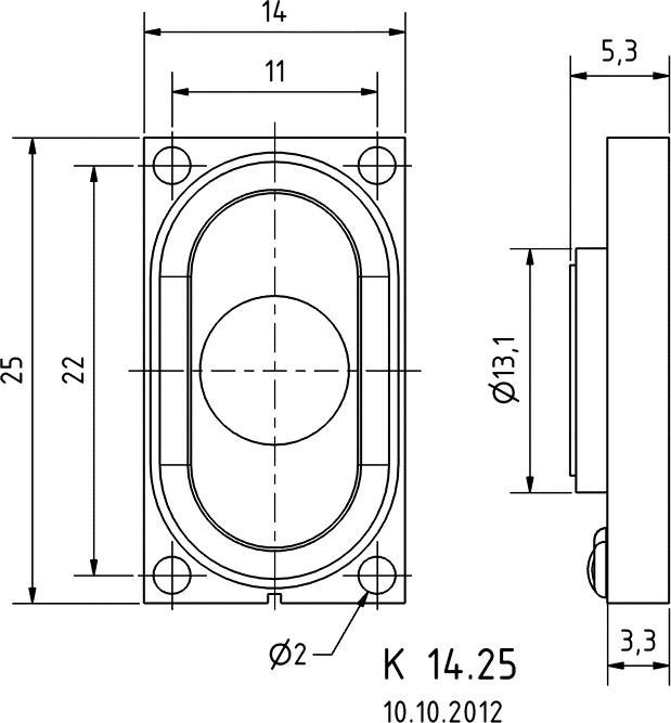 Visaton K 14.25 - 8 Ohm 1 Zoll 2.5cm Kleinlautsprecher 1W 8Ω Oval, Kunststoff-Membran