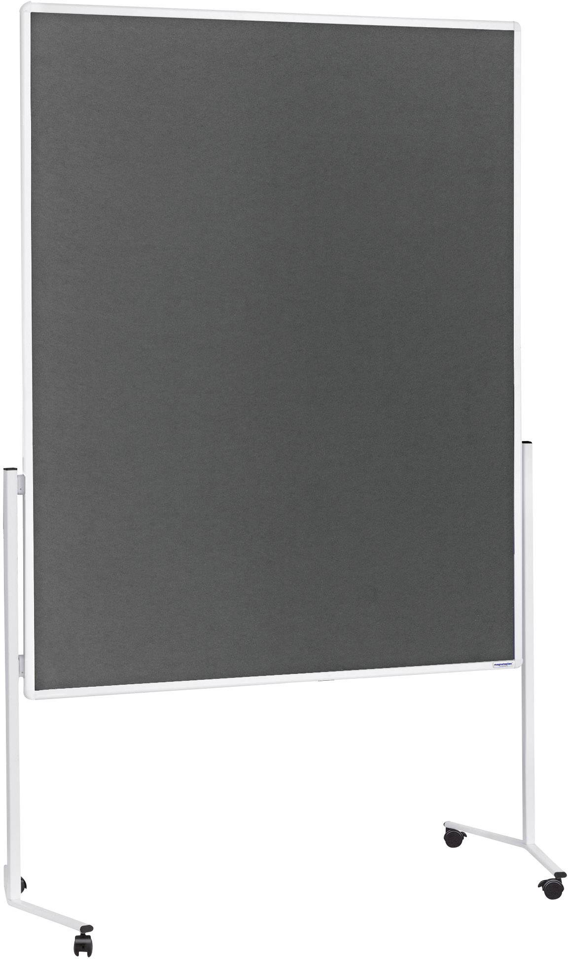 Magnetoplan Moderationstafel 2111101 (B x H) 1200mm x 1500mm Filz Grau beidseitig verwendbar, Inkl. Rollen, Pinntafel 2111101