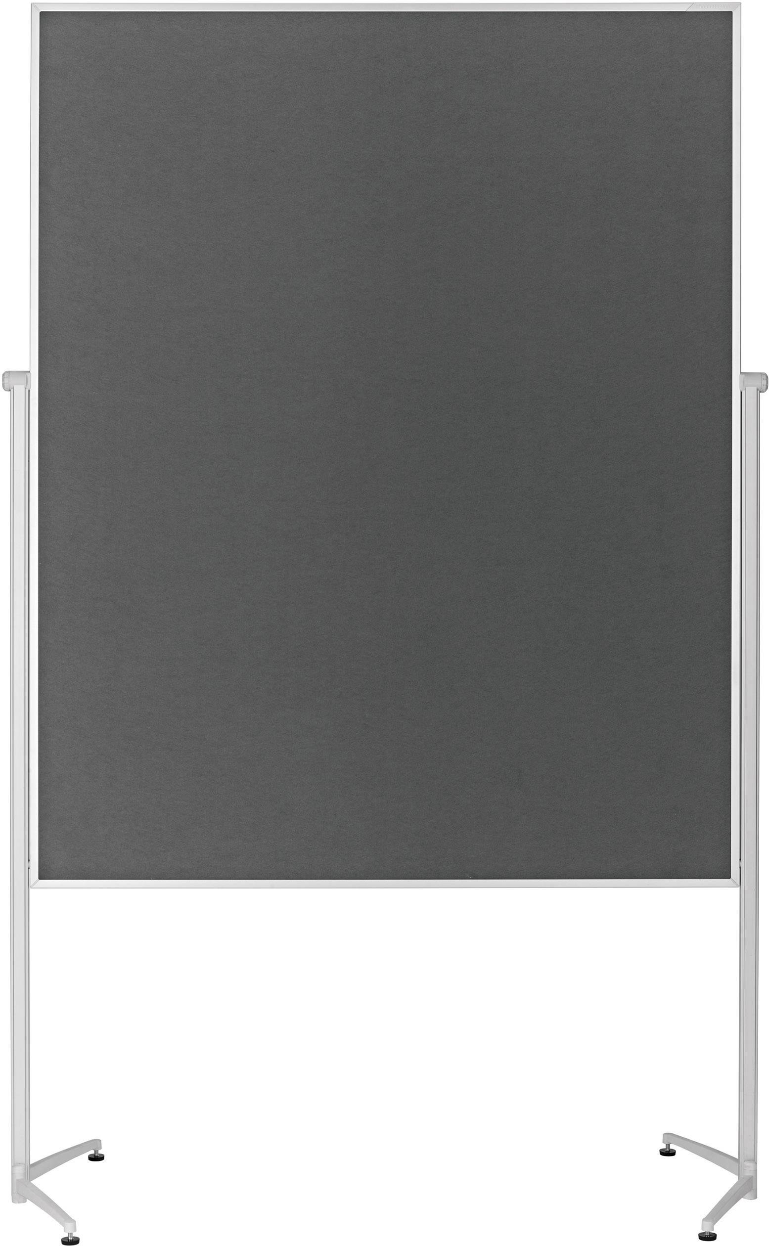 magnetoplan Moderationstafel Evolution Plus (B x H) 1200 mm x 1500 mm Filz Grau, Aluminium beidseitig verwendbar, Inkl. Rollen, Pinntafel 1151101