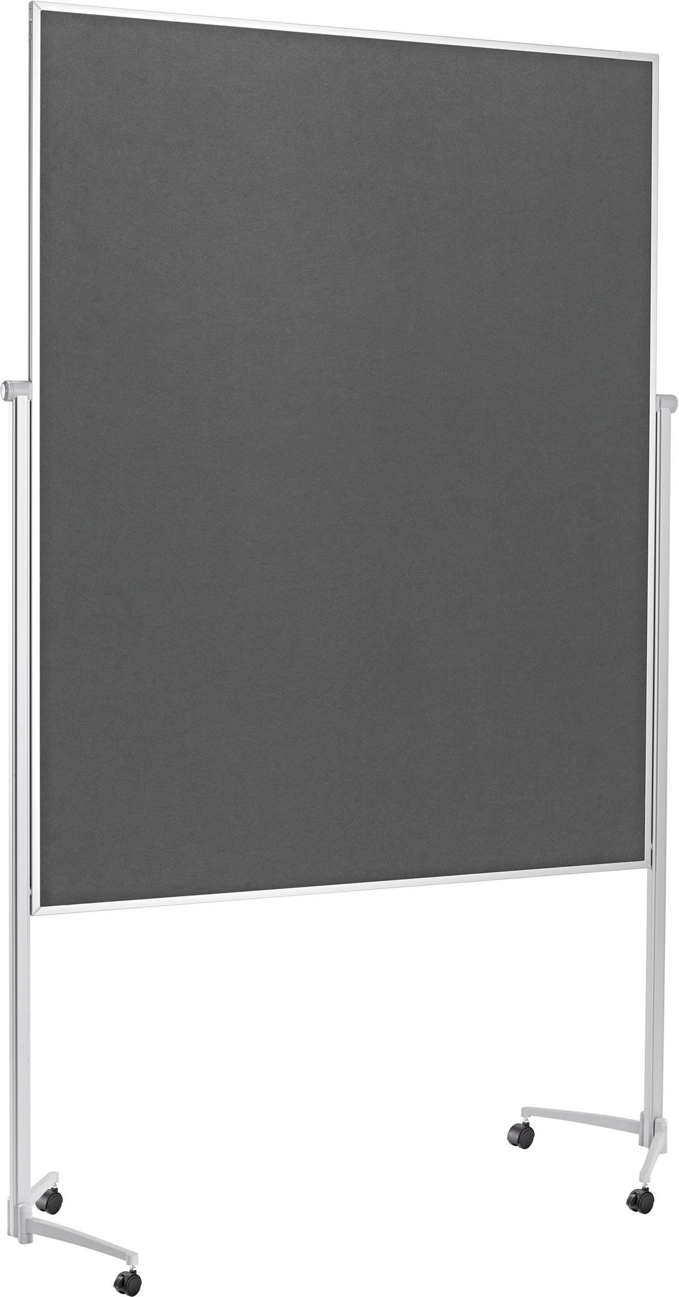 magnetoplan Moderationstafel Evolution Plus (B x H) 1200 mm x 1500 mm Filz Grau, Aluminium beidseitig verwendbar, Inkl. Rollen, Pinntafel 1151101
