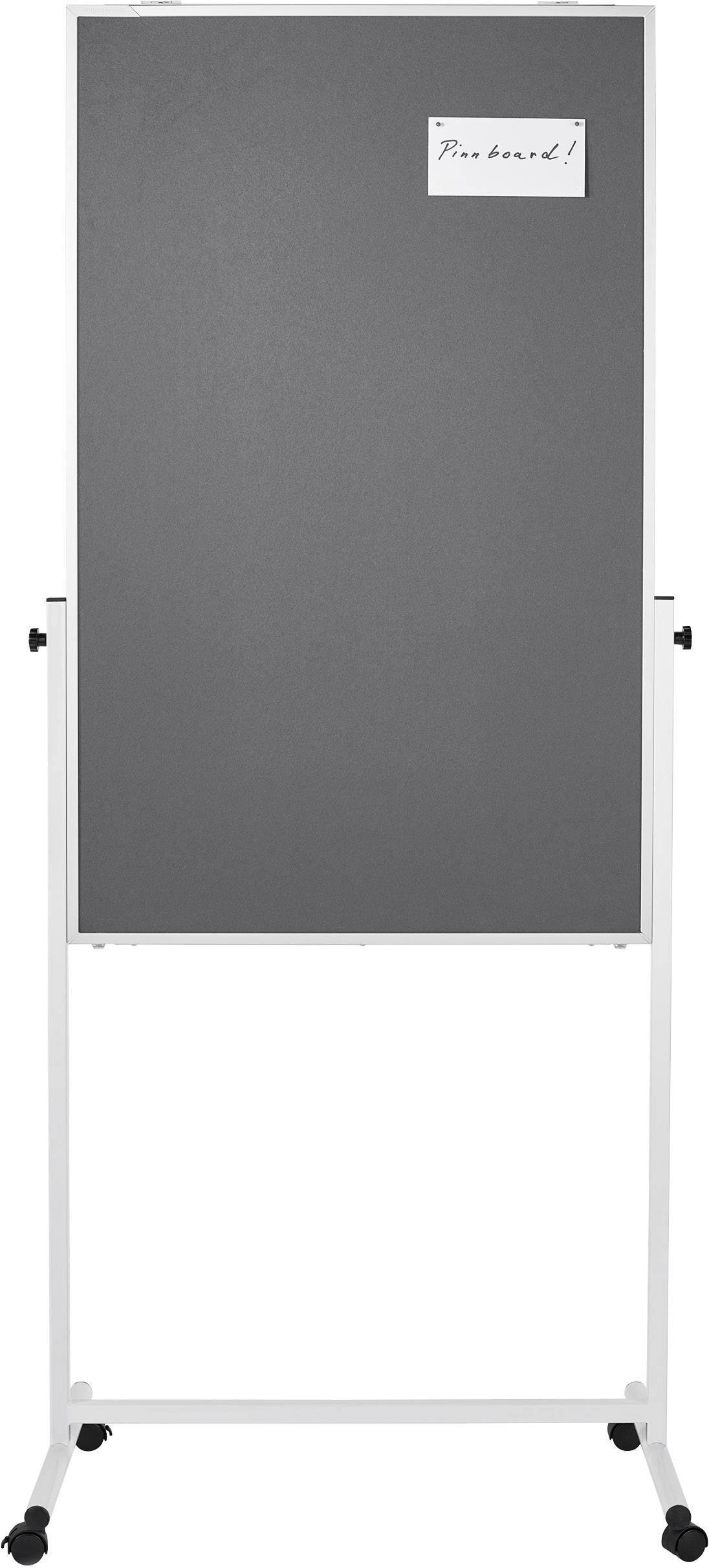 magnetoplan Universal-Board 11112101 (B x H) 750 mm x 1200 mm Filz Grau, Weiß beidseitig verwendbar, Inkl. Rollen, Pinntafel 11112101