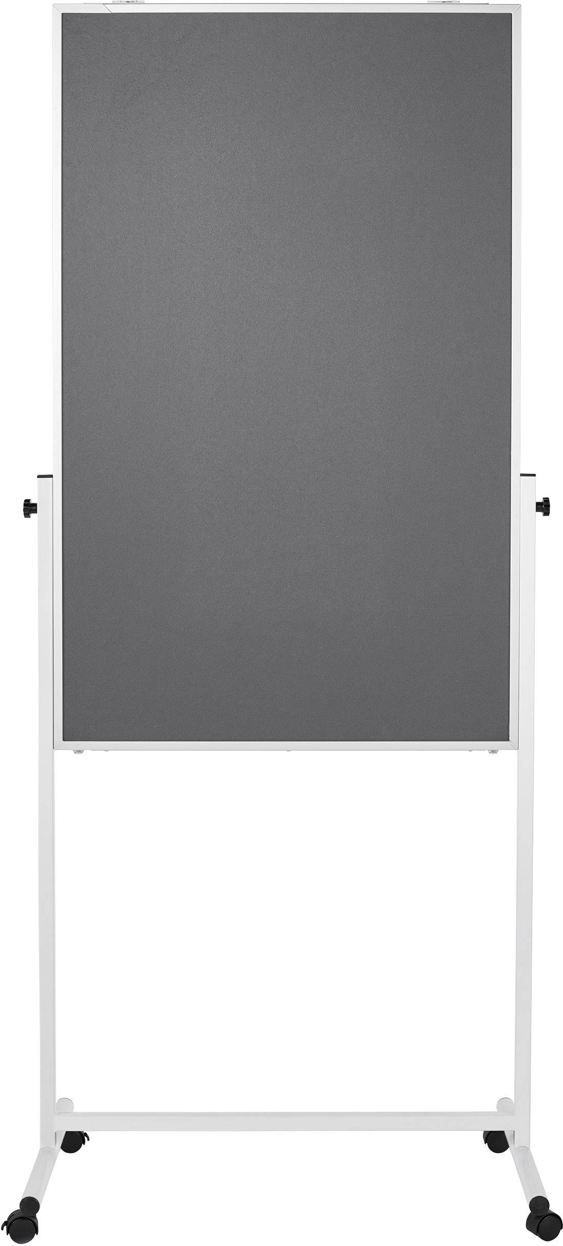 magnetoplan Universal-Board 11112101 (B x H) 750 mm x 1200 mm Filz Grau, Weiß beidseitig verwendbar, Inkl. Rollen, Pinntafel 11112101