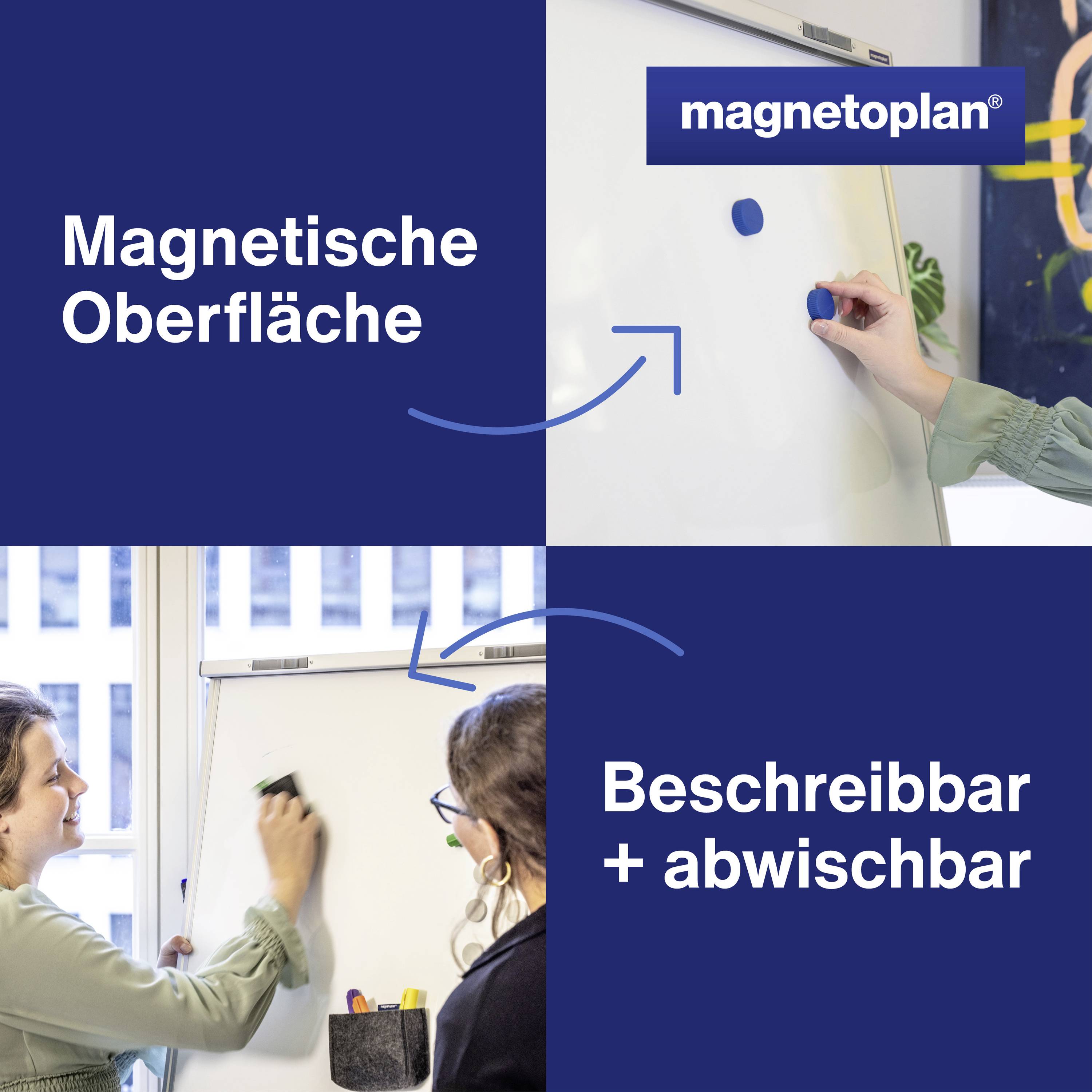 magnetoplan Flipchart Junior SP (B x H) 750 mm x 1850 mm Weiß abwischbar, beschriftbar, höhenverstellbar, Inkl. Ablageschale, magnethaftend 1226966