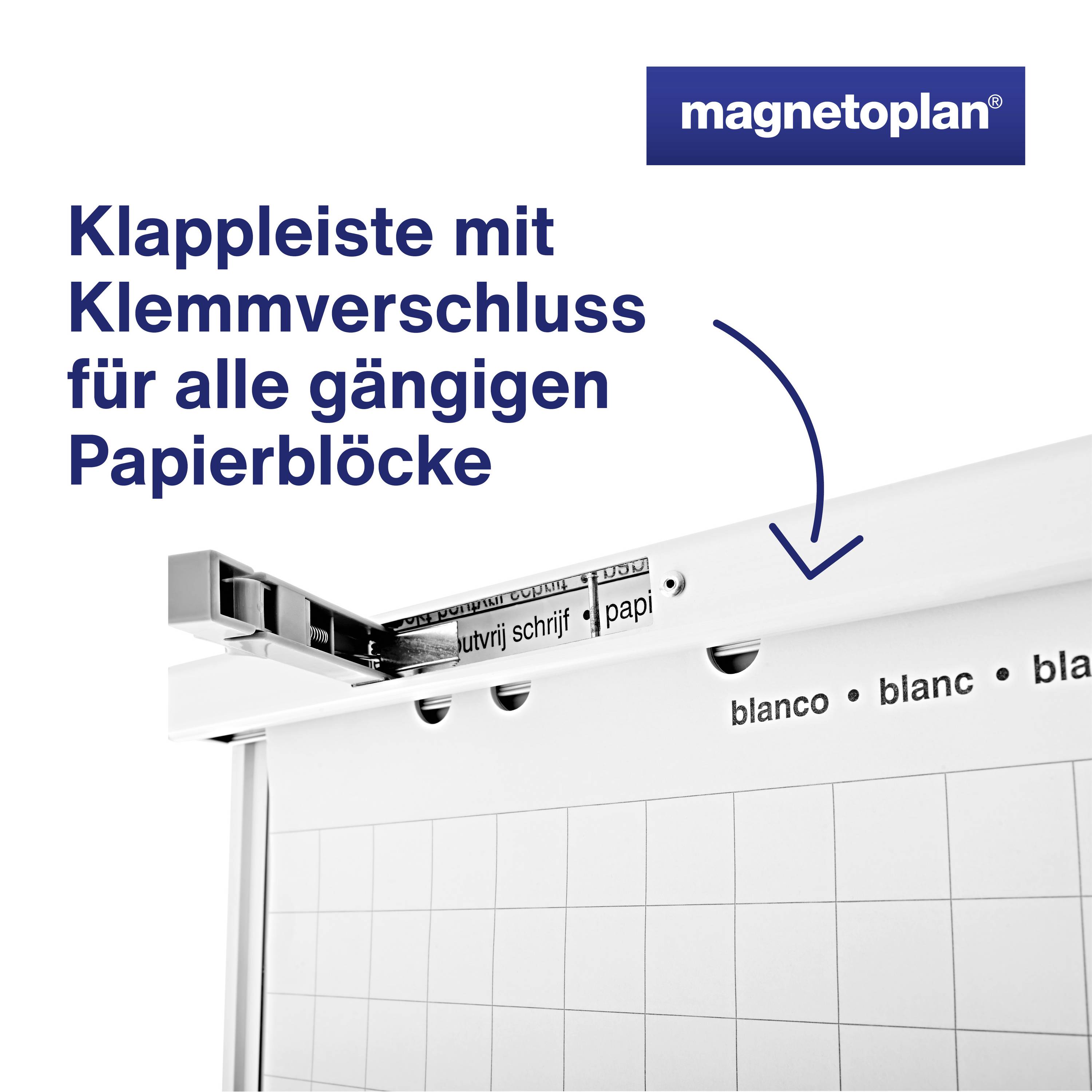 magnetoplan Flipchart Junior SP (B x H) 750 mm x 1850 mm Weiß abwischbar, beschriftbar, höhenverstellbar, Inkl. Ablageschale, magnethaftend 1226966