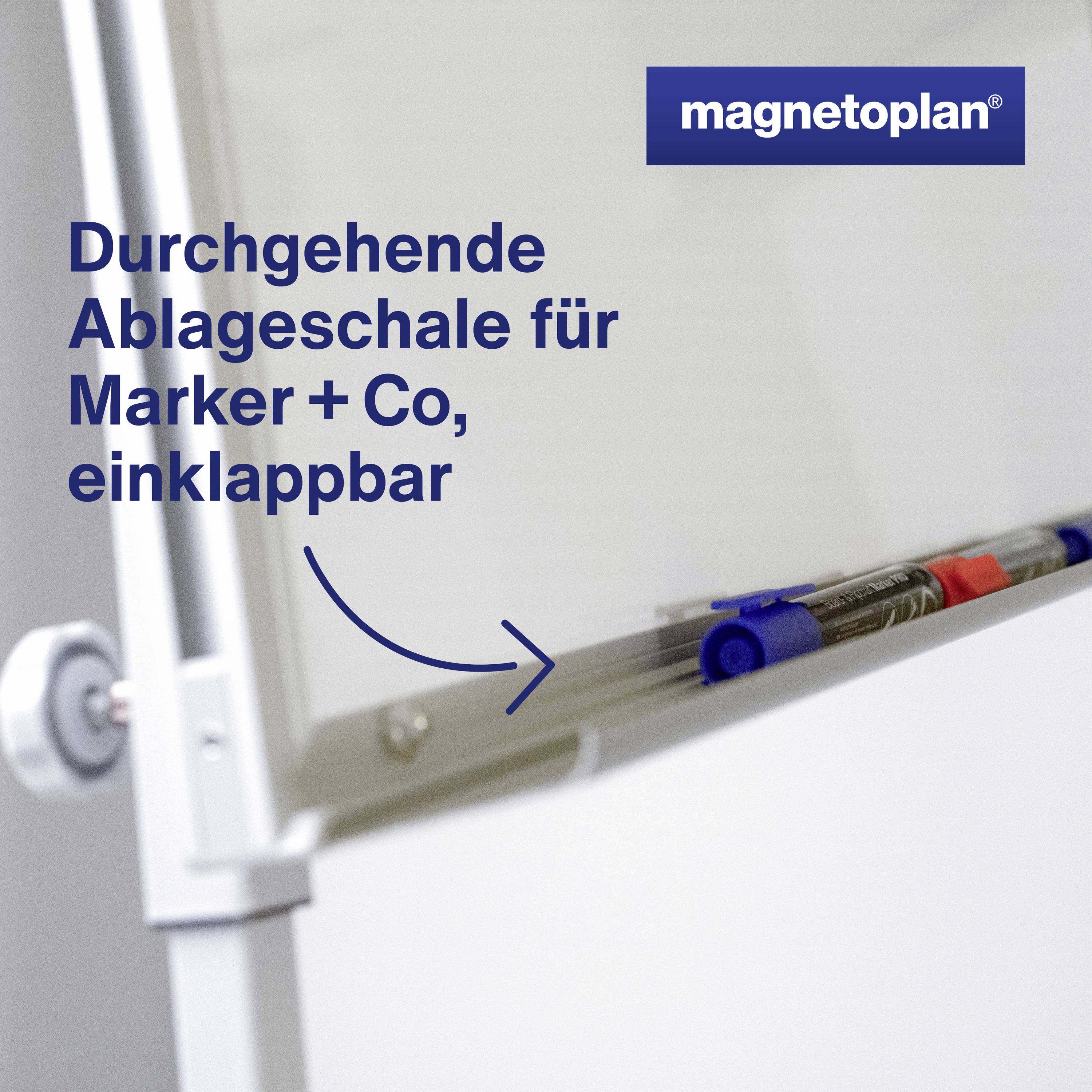magnetoplan Flipchart Junior SP (B x H) 750 mm x 1850 mm Weiß abwischbar, beschriftbar, höhenverstellbar, Inkl. Ablageschale, magnethaftend 1226966
