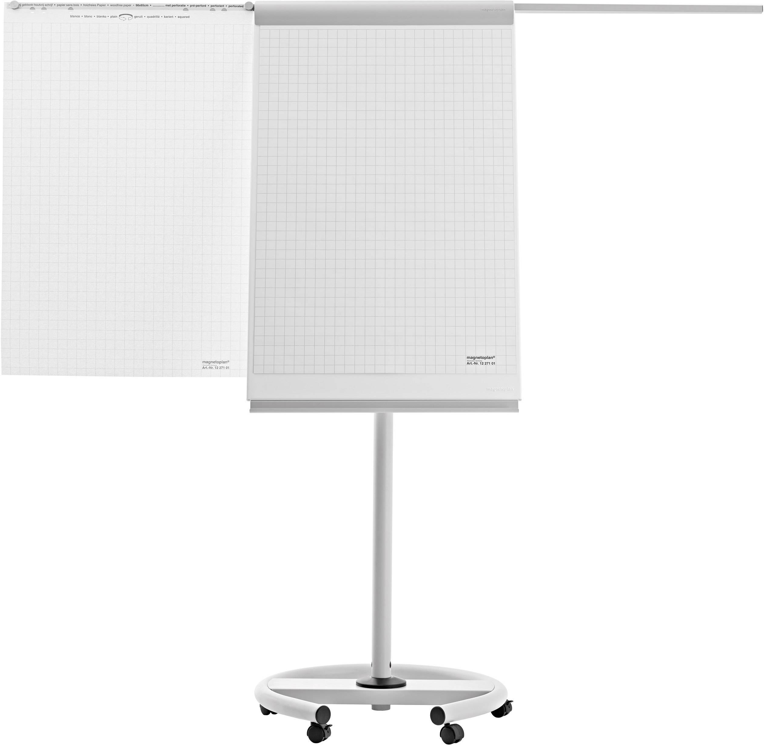 magnetoplan Flipchart De Luxe (B x H) 680 mm x 970 mm Weiß beschriftbar, abwischbar, höhenverstellbar, Inkl. Ablageschale, magnethaftend 12270F13