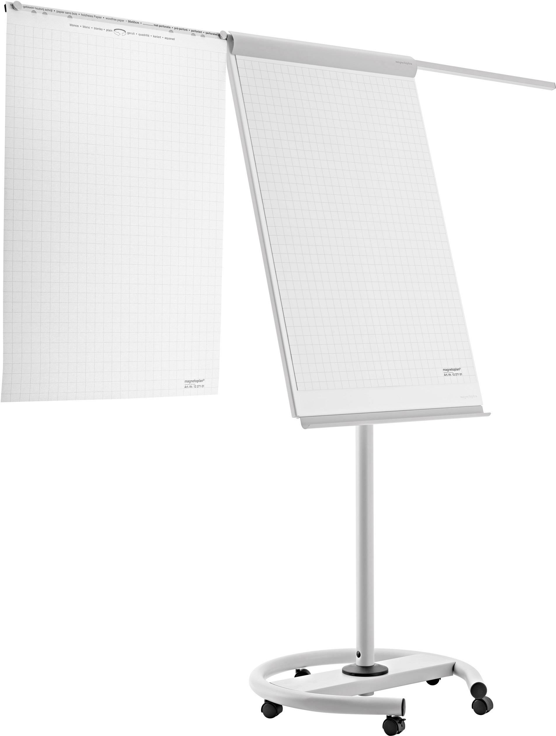 magnetoplan Flipchart De Luxe (B x H) 680 mm x 970 mm Weiß beschriftbar, abwischbar, höhenverstellbar, Inkl. Ablageschale, magnethaftend 12270F13