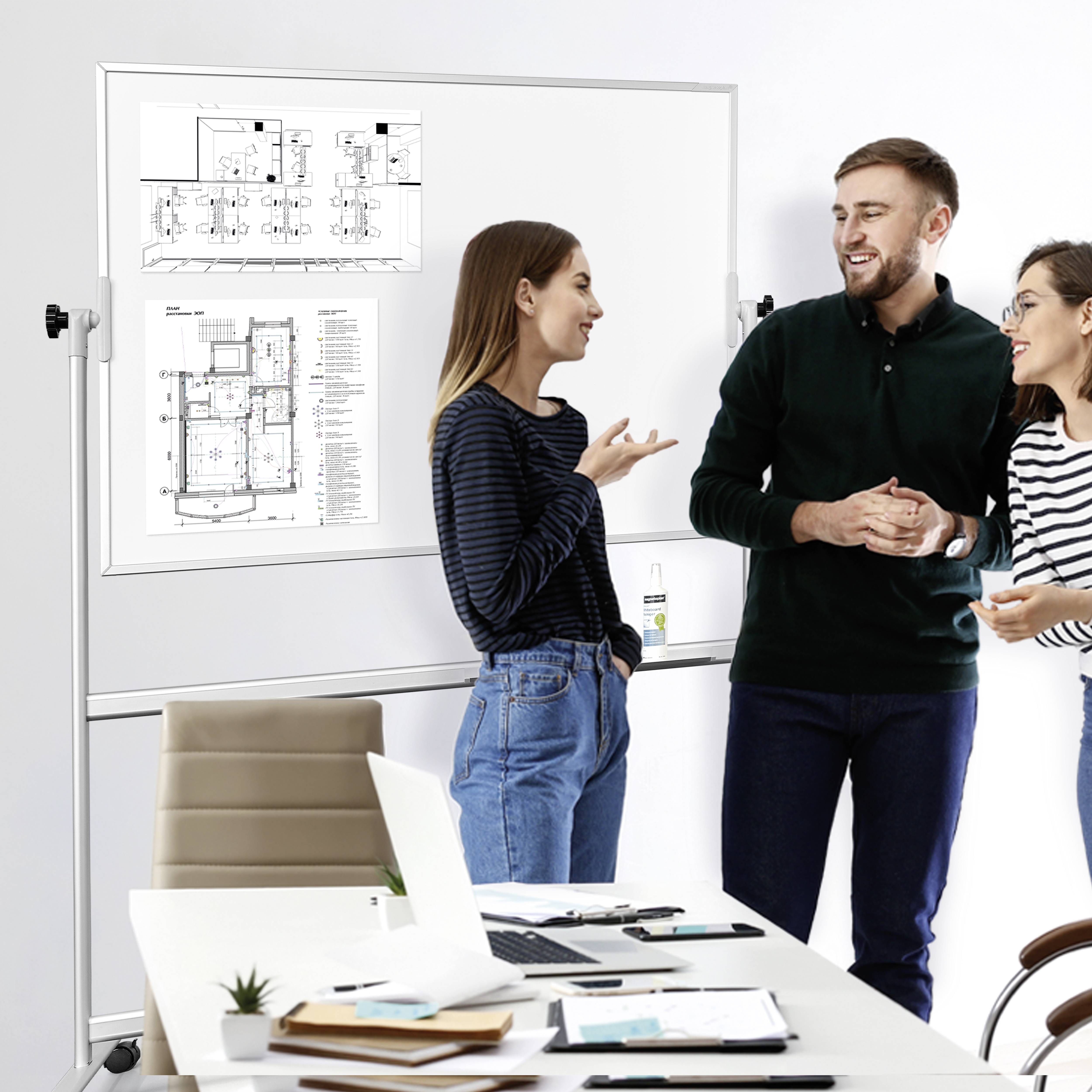 magnetoplan Whiteboard CC Mobil (B x H) 1500 mm x 1000 mm Weiß emailliert Beide Seiten nutzbar, Inkl. Ablageschale