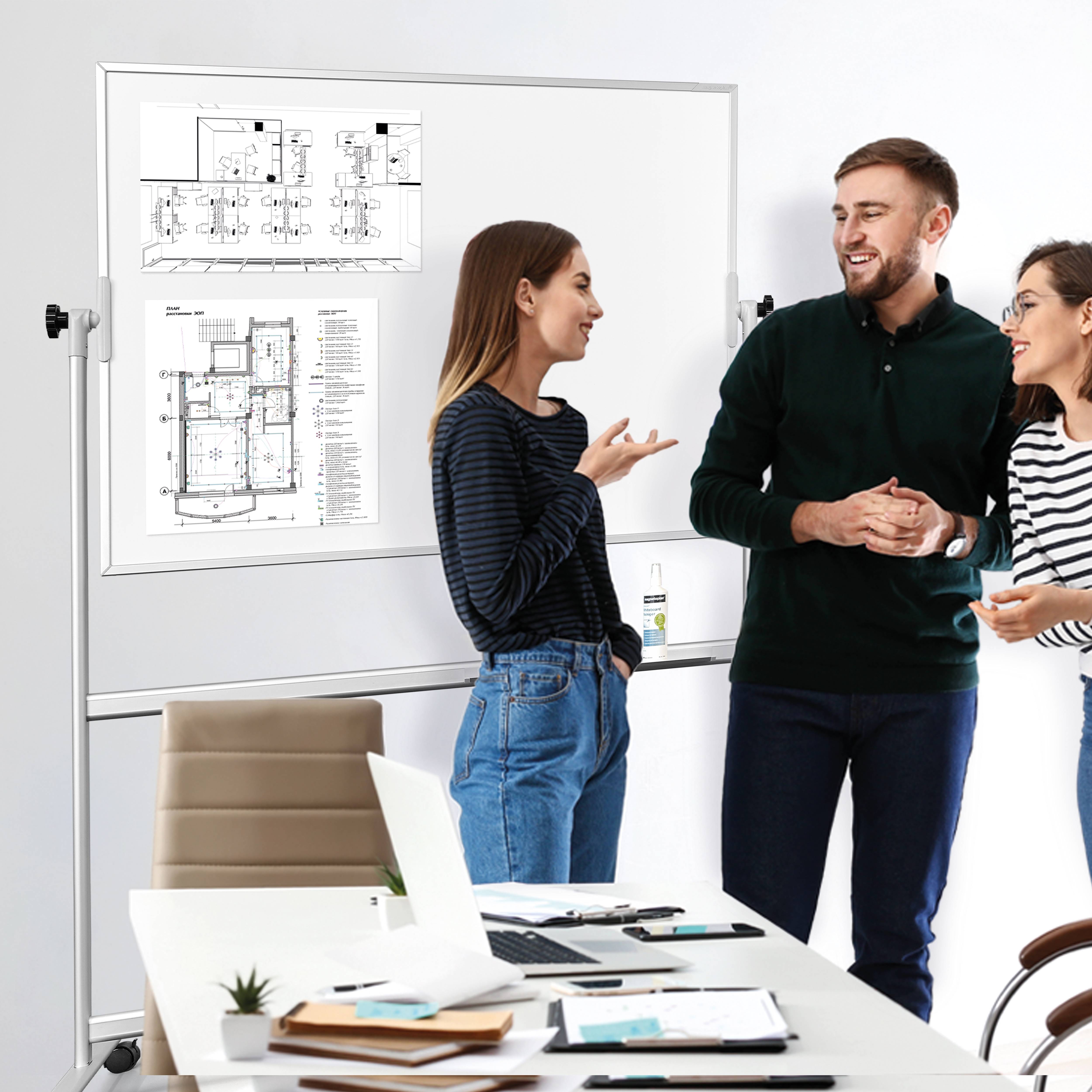 magnetoplan Whiteboard SP Mobil (B x H) 1200 mm x 900 mm Weiß, Aluminium speziallackiert Beide Seiten nutzbar, Inkl. Ablageschale