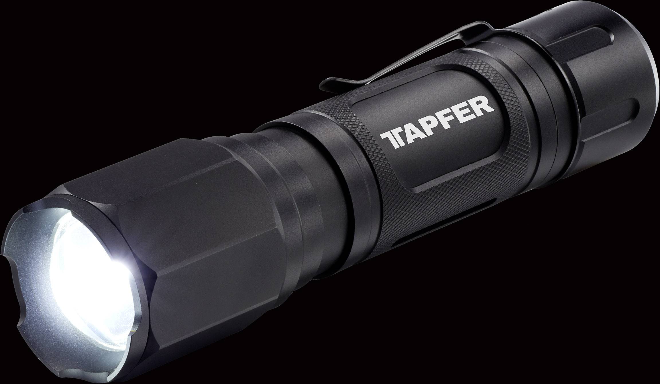 Tapfer 5004LTF LED Taschenlampe Einstellbare Punktgröße, mit Gürtelclip batteriebetrieben 1440lm 265g