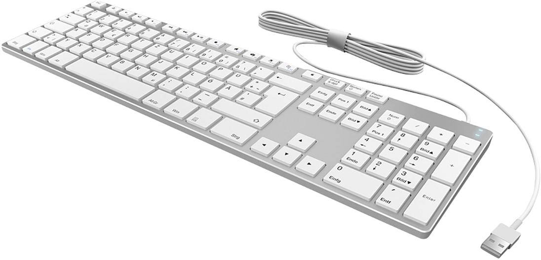 Keysonic KSK-8022U USB Tastatur Deutsch, QWERTZ Silber, Weiß Rutschfest
