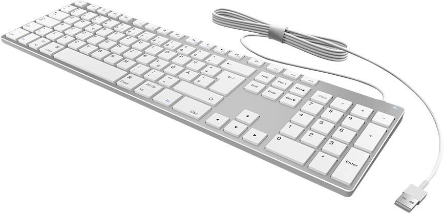 Keysonic KSK-8022MacU USB Tastatur Deutsch, QWERTZ Silber, Weiß Rutschfest