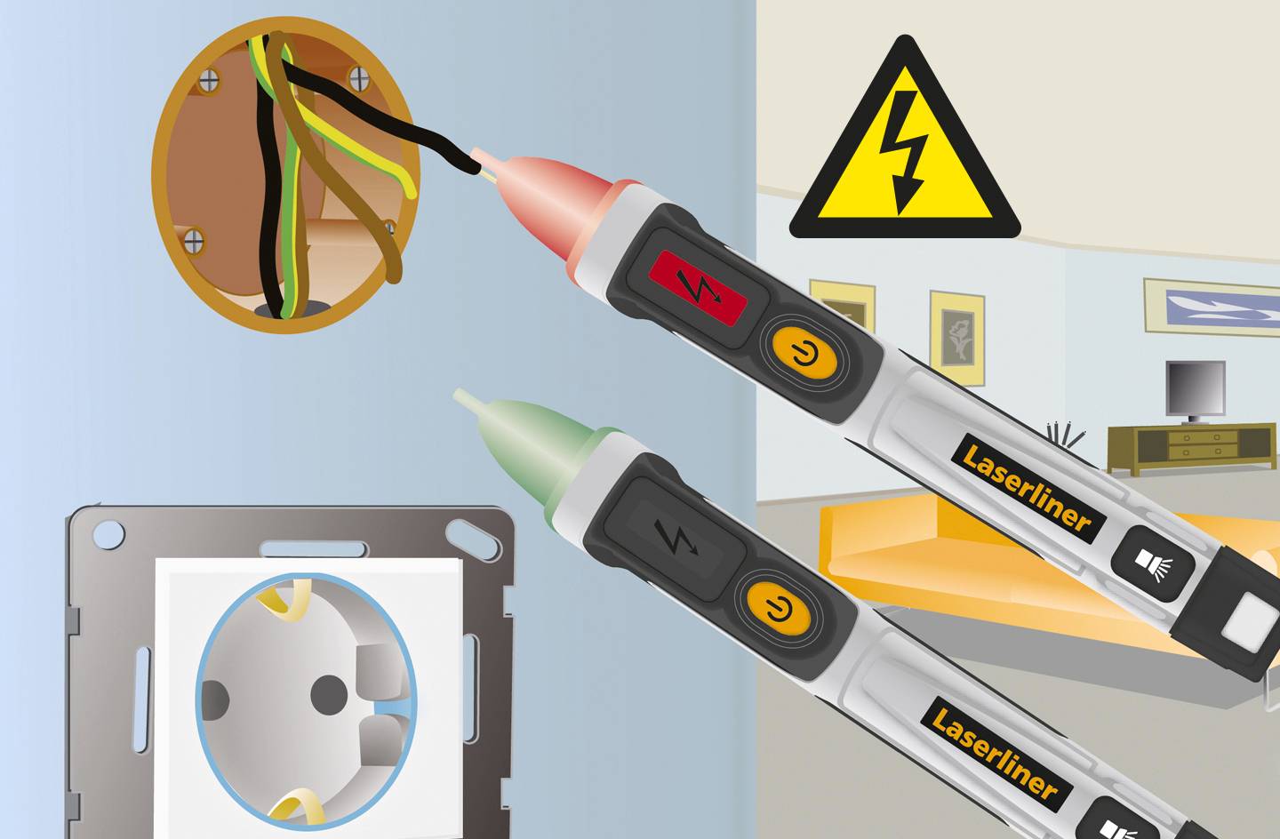 Laserliner ActiveFinder Pro Berührungsloser Spannungsprüfer CAT IV 1000V LED