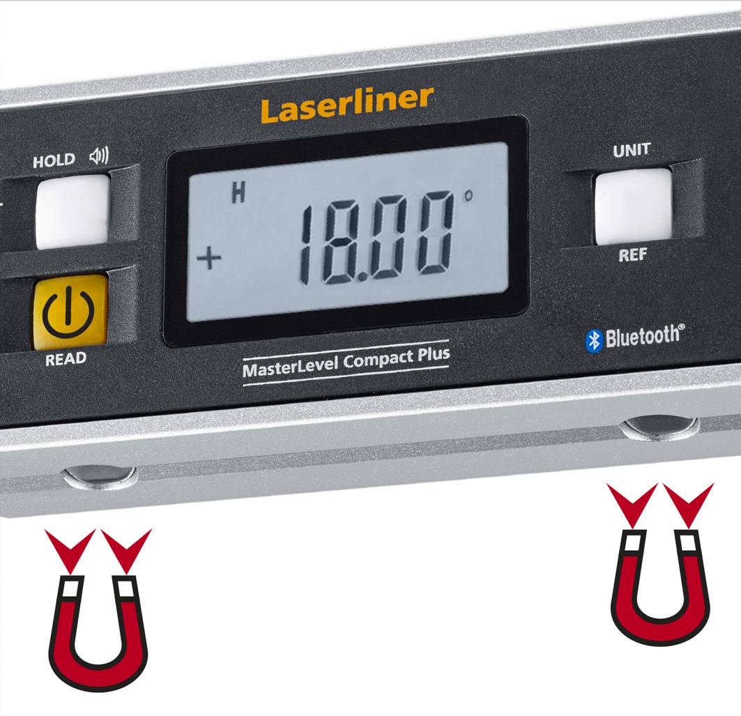 Laserliner MasterLevel Compact Plus 081.265A Digitale Wasserwaage mit Magnet 30mm