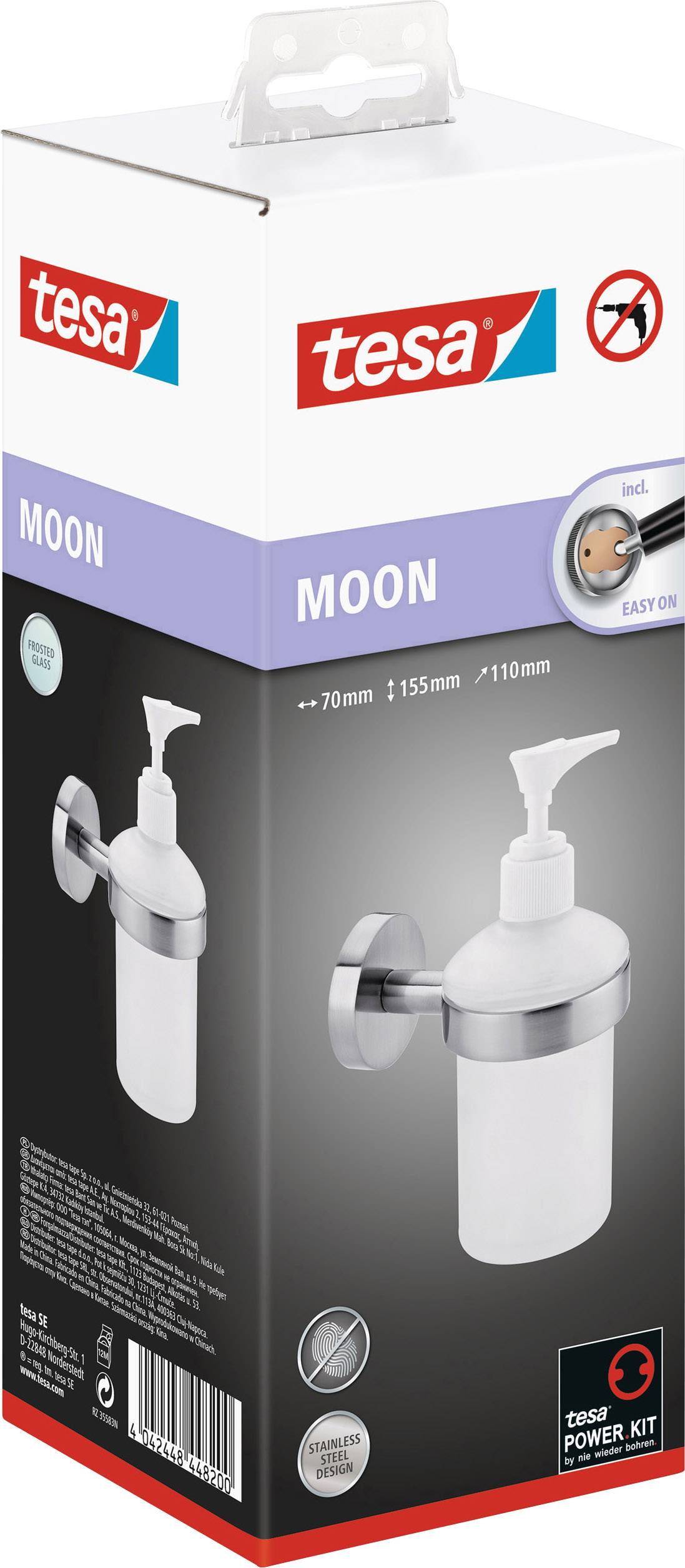 tesa MOON 40309-00000-00 Seifenspender 200 ml Silber, Weiß (satiniert)