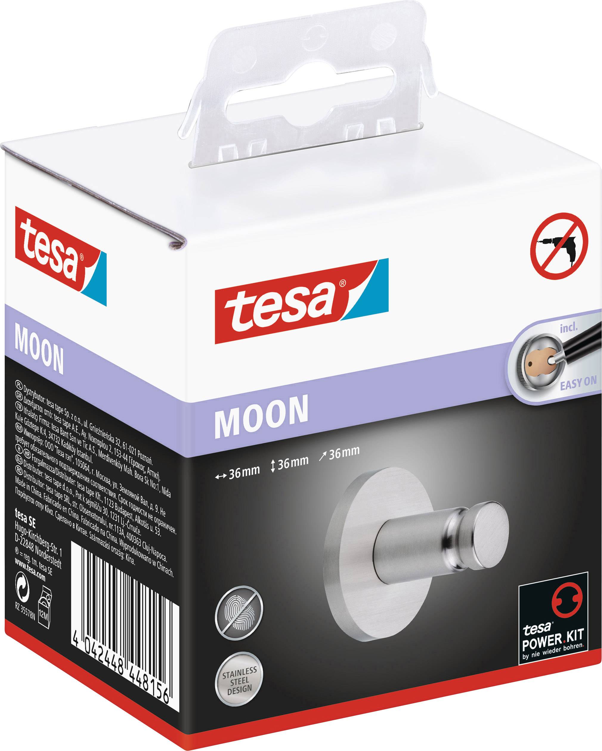 Tesa MOON Klebehaken (L x B x H) 36 x 36 x 36mm Silber Inhalt: 1St.