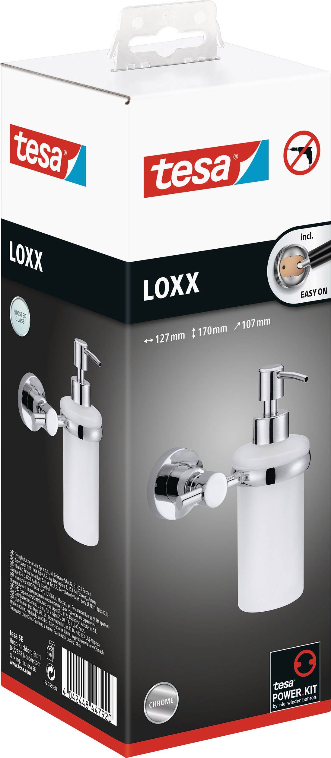 Tesa LOXX 40281-00000-00 Seifenspender 200ml Chrom (glänzend), Weiß (satiniert)