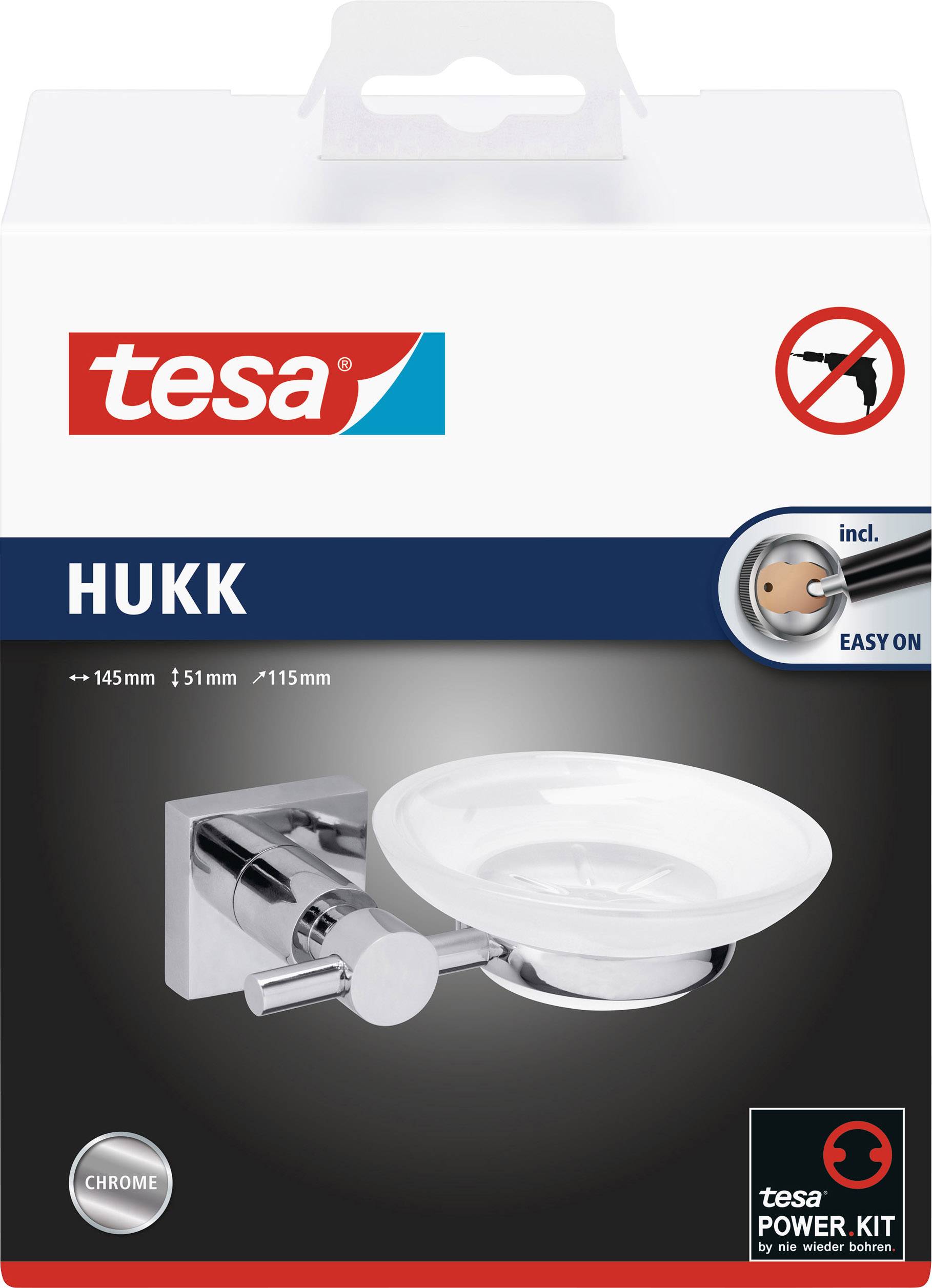 tesa hukk 40256-00000-00 Seifenschale Chrom (glänzend), Weiß (satiniert)
