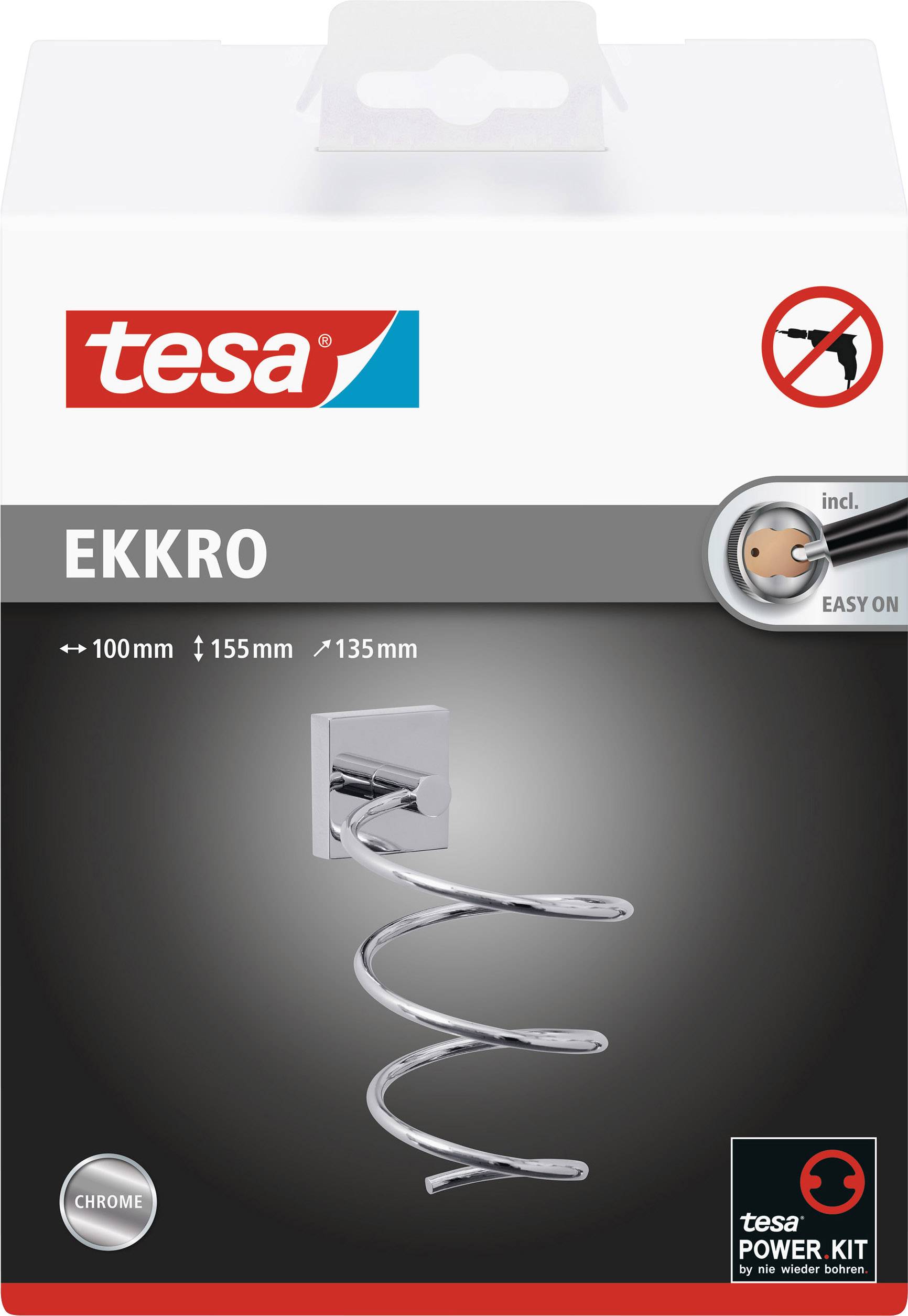 Tesa 40242-00000-00 ekkro Fönhalter Klebstoff Chrom (glänzend)