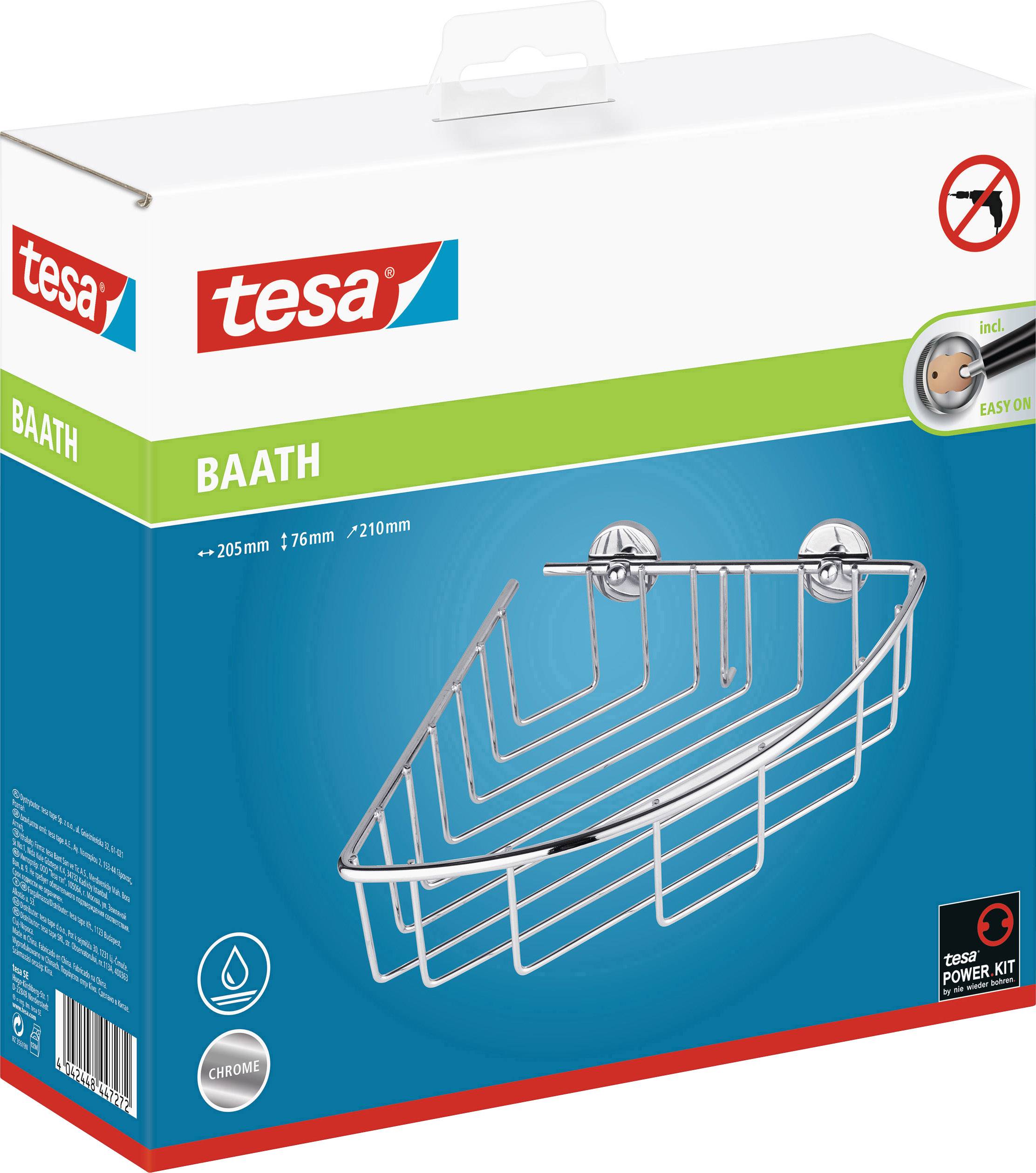 Tesa 40216-00000-00 baath Plus Eckduschkorb Klebstoff Chrom (glänzend)