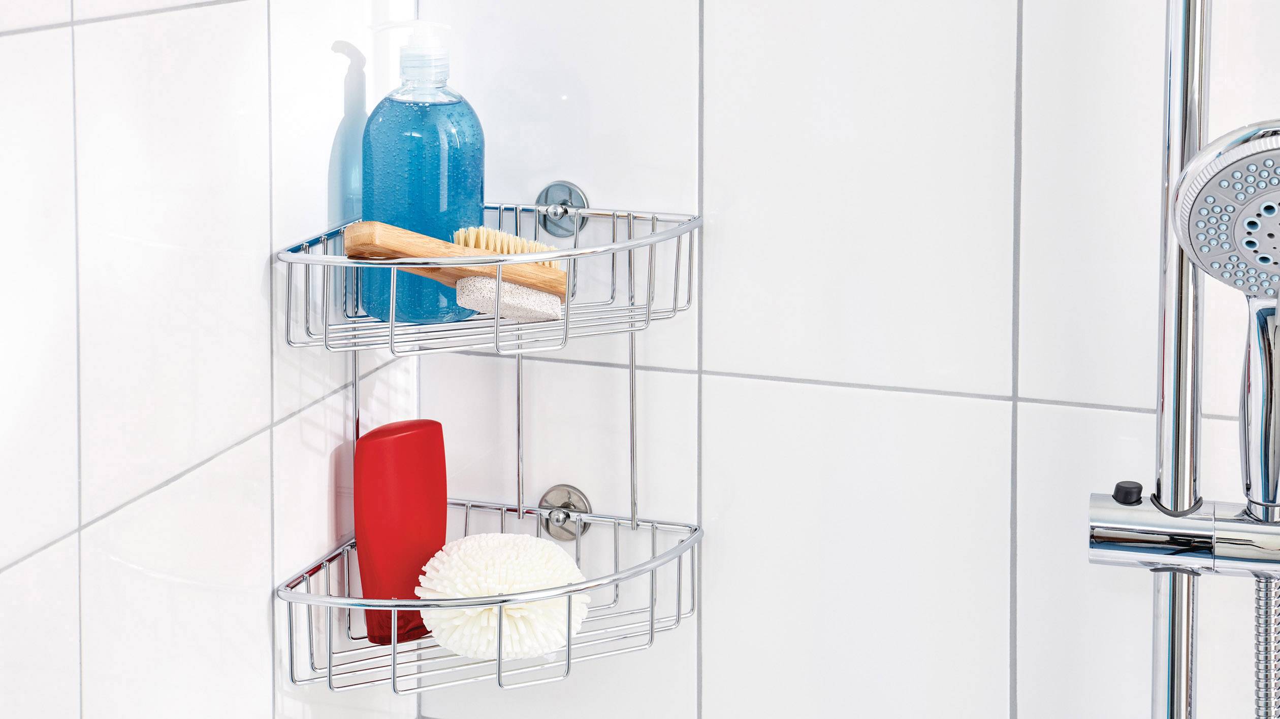 Tesa 40215-00000-00 baath Plus Eckduschkorb Klebstoff Chrom (glänzend)