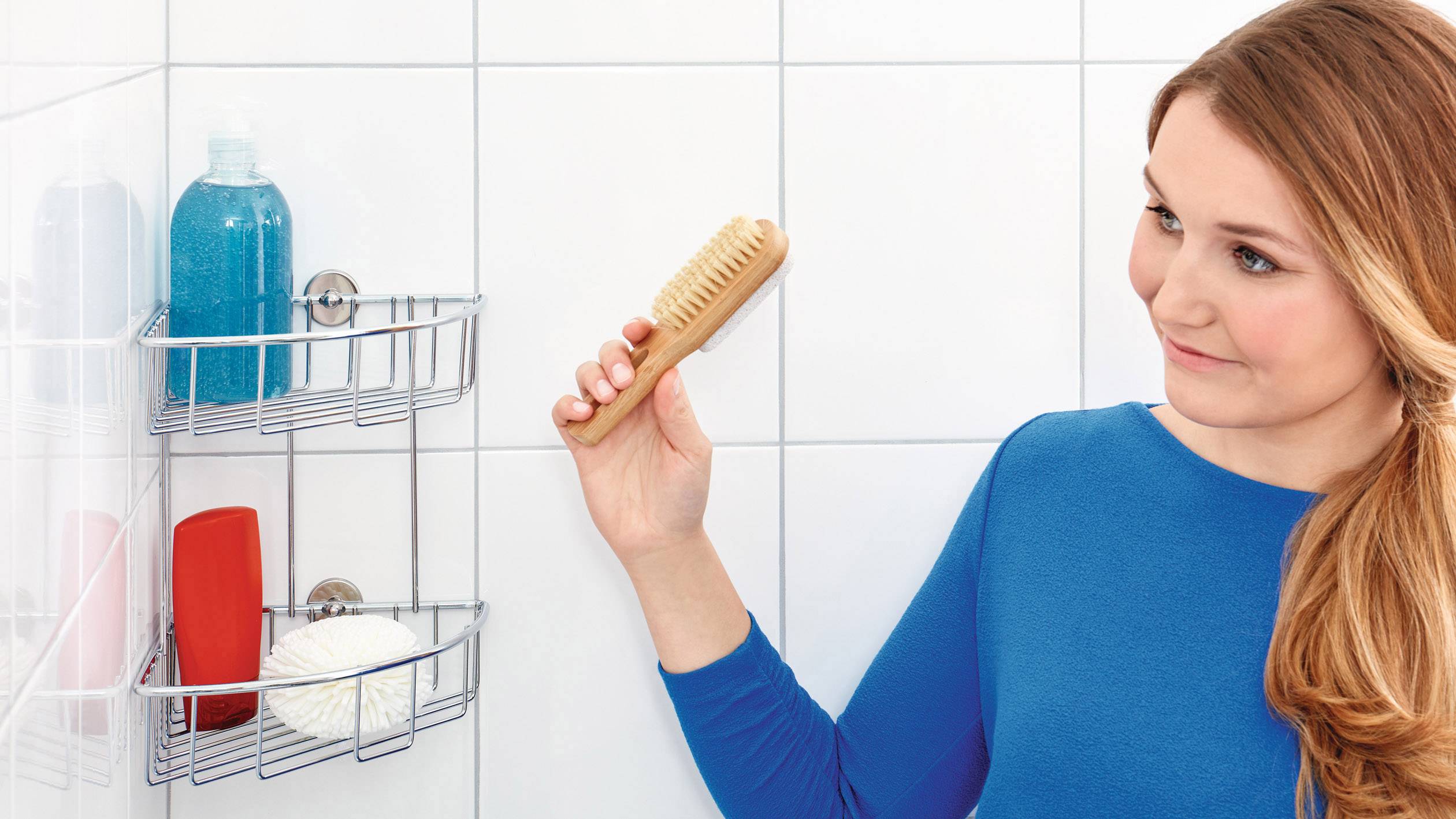 Tesa 40215-00000-00 baath Plus Eckduschkorb Klebstoff Chrom (glänzend)