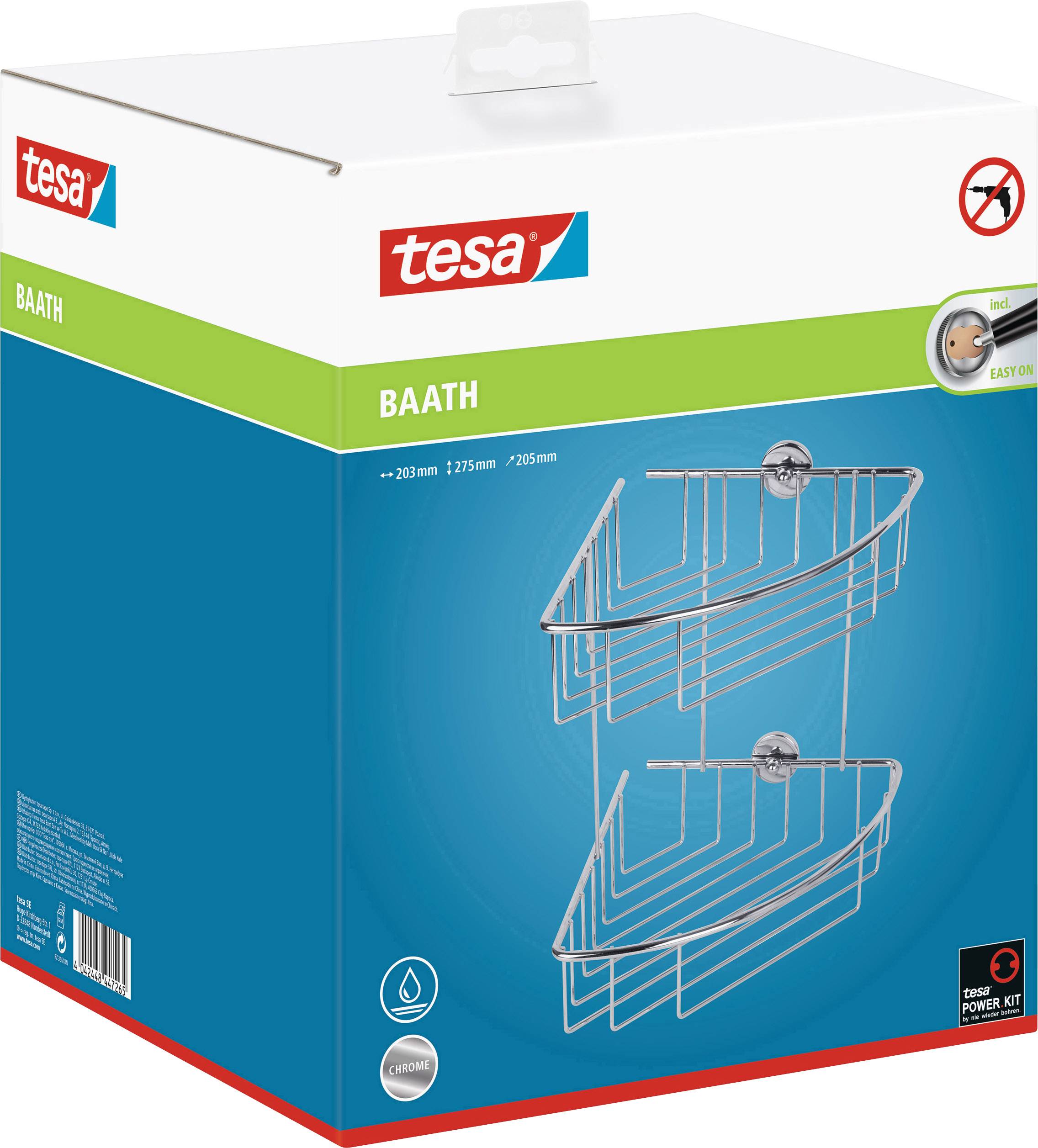 Tesa 40215-00000-00 baath Plus Eckduschkorb Klebstoff Chrom (glänzend)