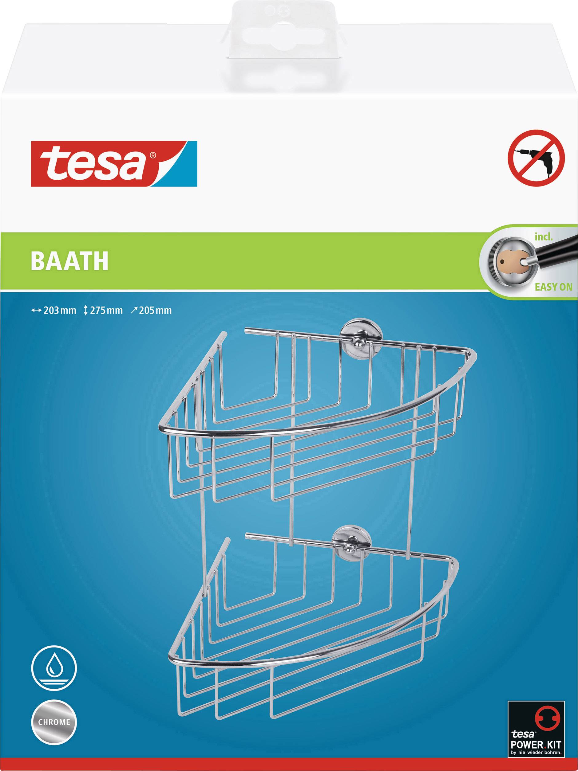 Tesa 40215-00000-00 baath Plus Eckduschkorb Klebstoff Chrom (glänzend)