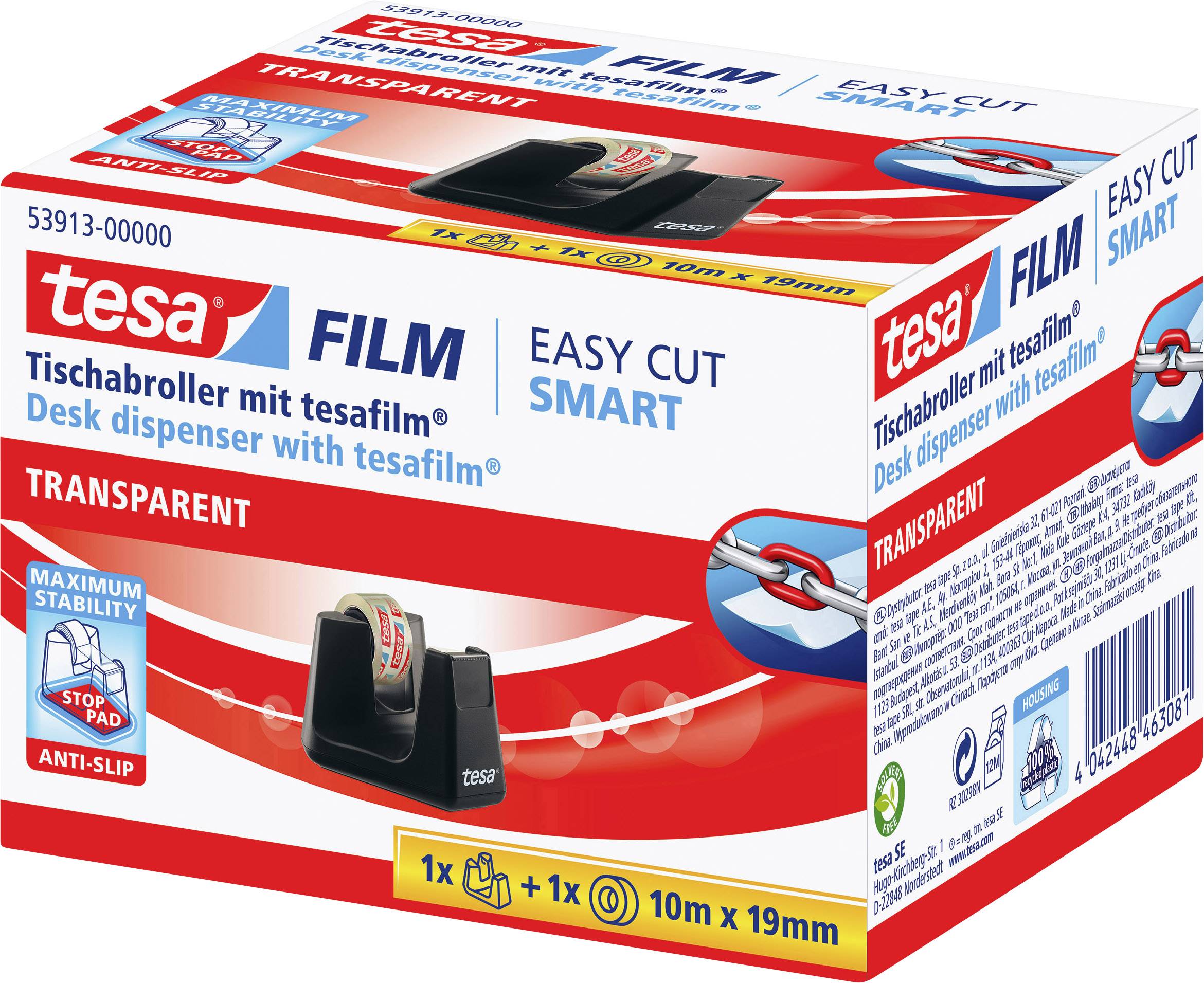 Tesa Tischabroller tesafilm Smart Schwarz inkl. Klebefilmrolle 33m x 19mm