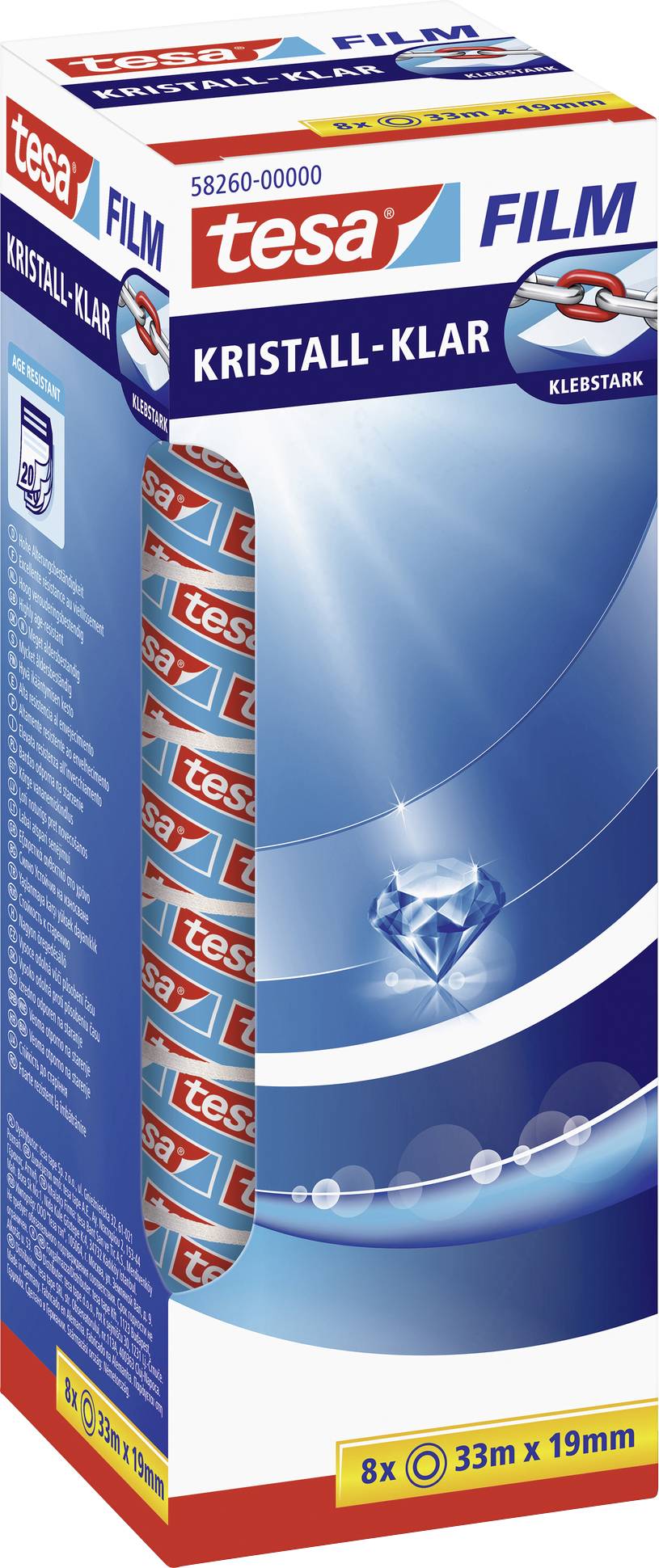 Tesa 58260-00000-00 Klebeband kristall-klar Transparent (L x B) 33m x 19mm 8St.