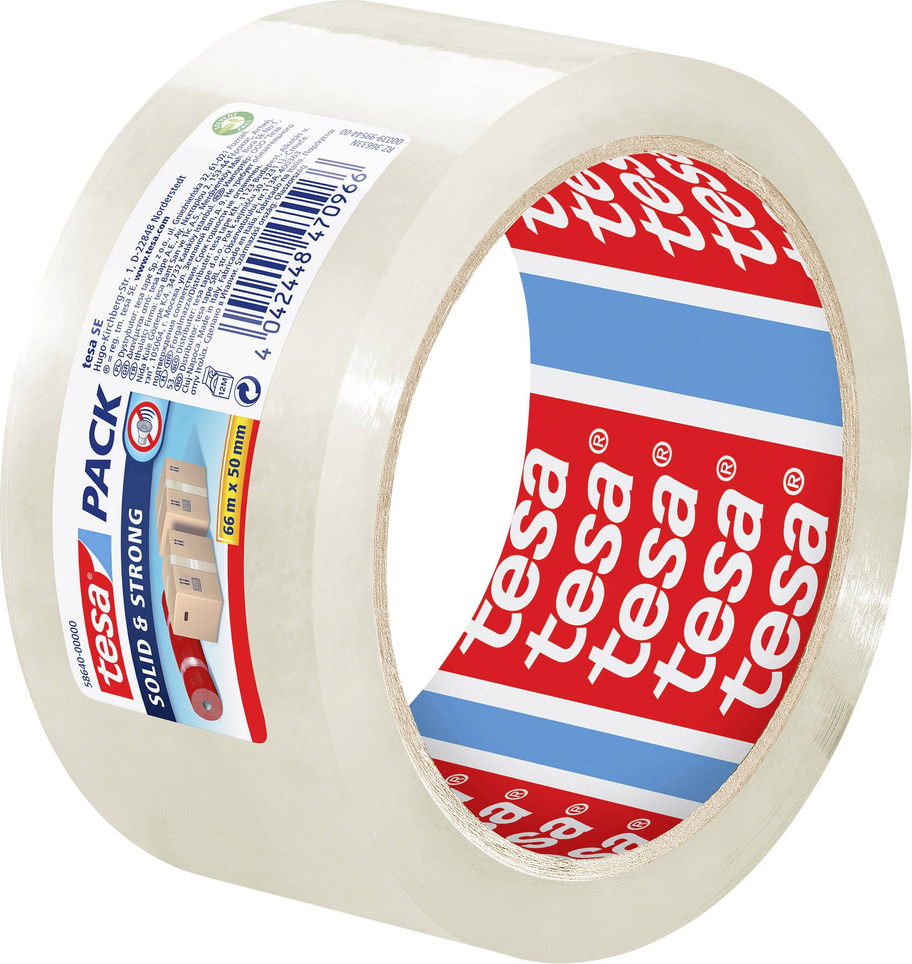 Tesa SOLID & STRONG 58640-00000-00 Packband tesapack® Transparent (L x B) 66m x 50mm 1St.